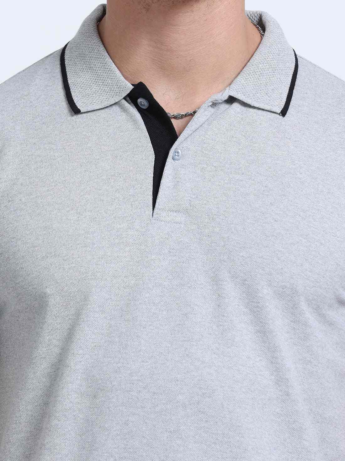 Titan Polo T-Shirt Grey Melange Black Tipping EcoBlend - Image 6