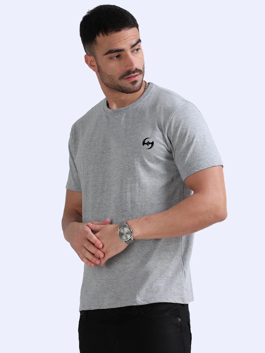 Assassin Round Neck T-Shirt Grey Melange 100% Cotton - Image 3