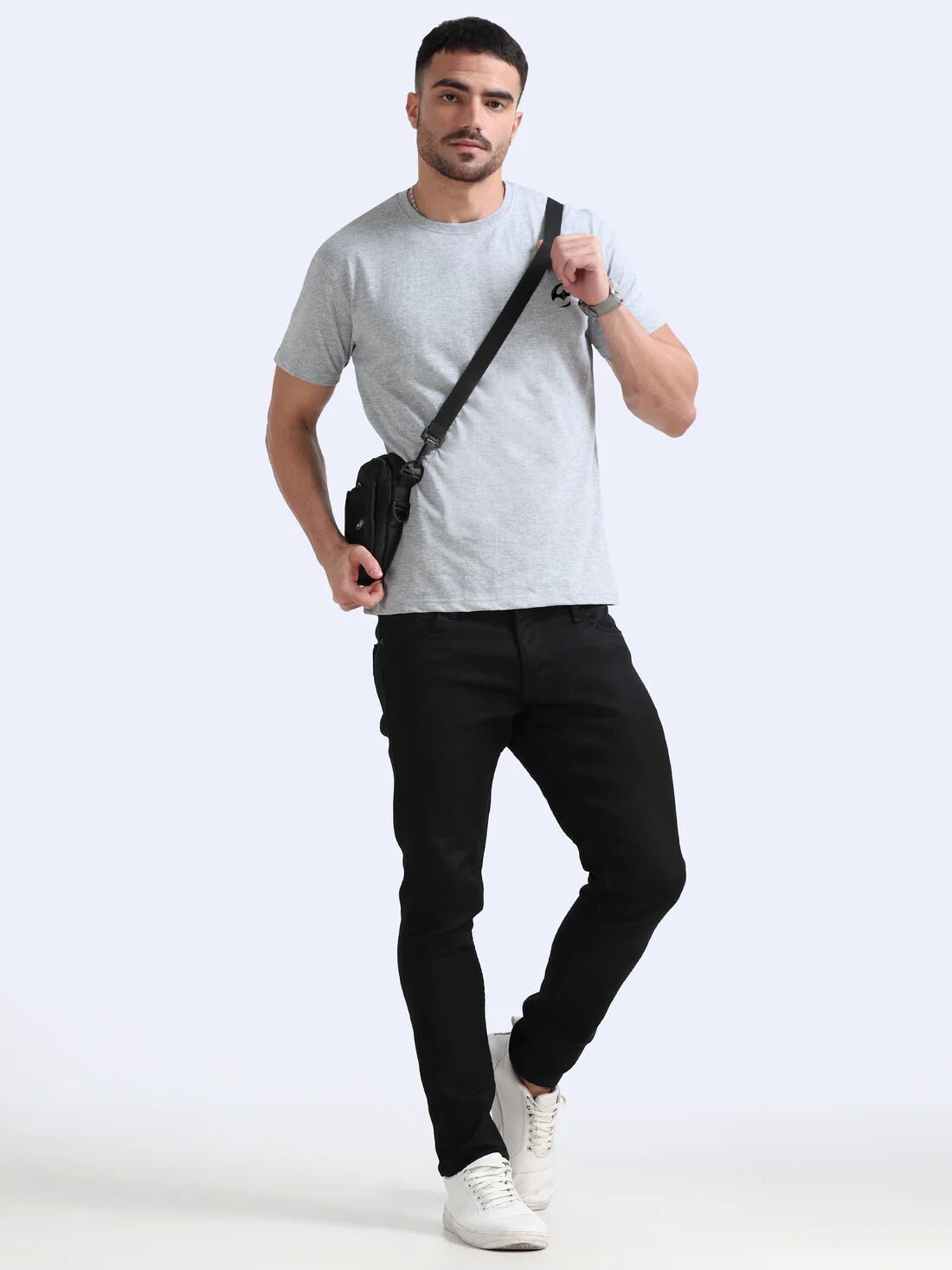 Assassin Round Neck T-Shirt Grey Melange 100% Cotton - Image 4