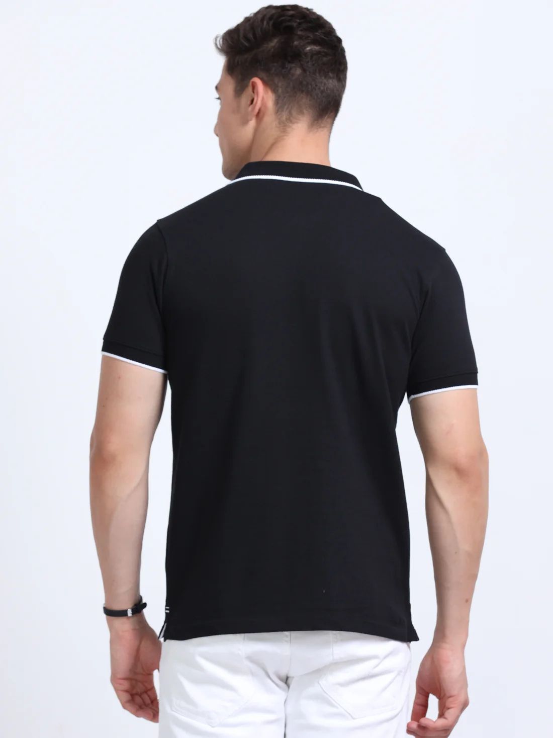 Titan Polo T-Shirt Black White Tipping EcoBlend - Image 5