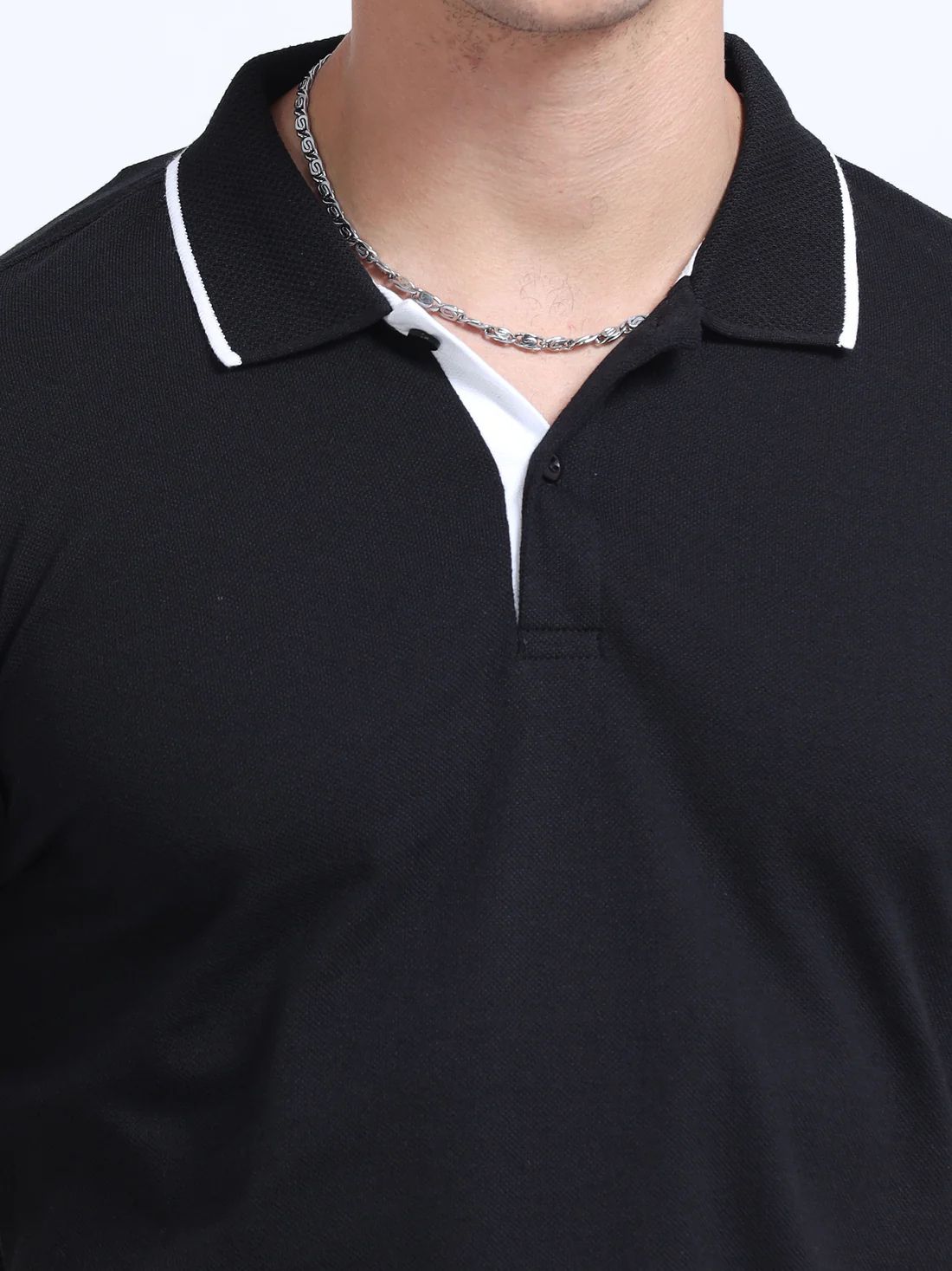 Titan Polo T-Shirt Black White Tipping EcoBlend - Image 6