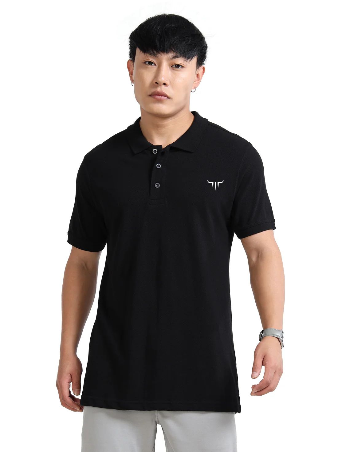 Titan Polo T-Shirt Plain Black EcoBlend