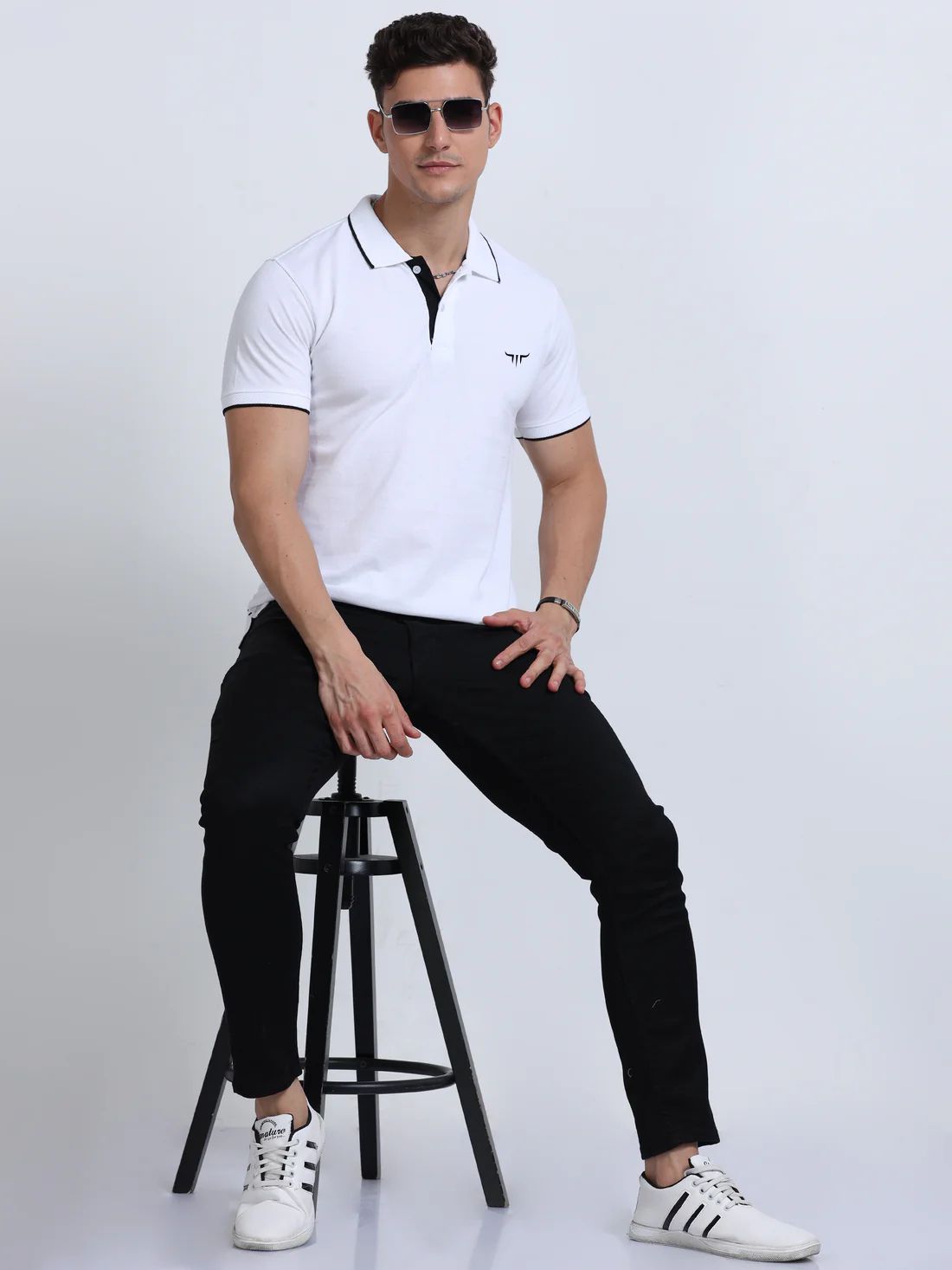 Titan Polo T-Shirt White Black Tipping EcoBlend - Image 4