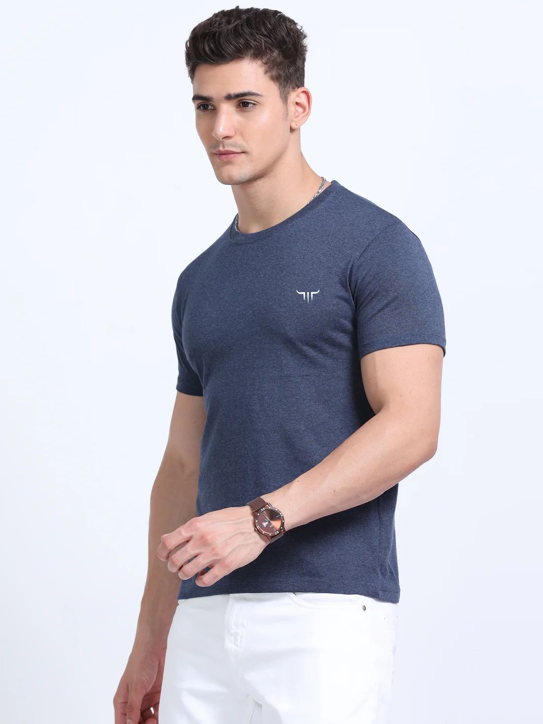 Titan Round Neck T-Shirt Navy Melange Ecoblend