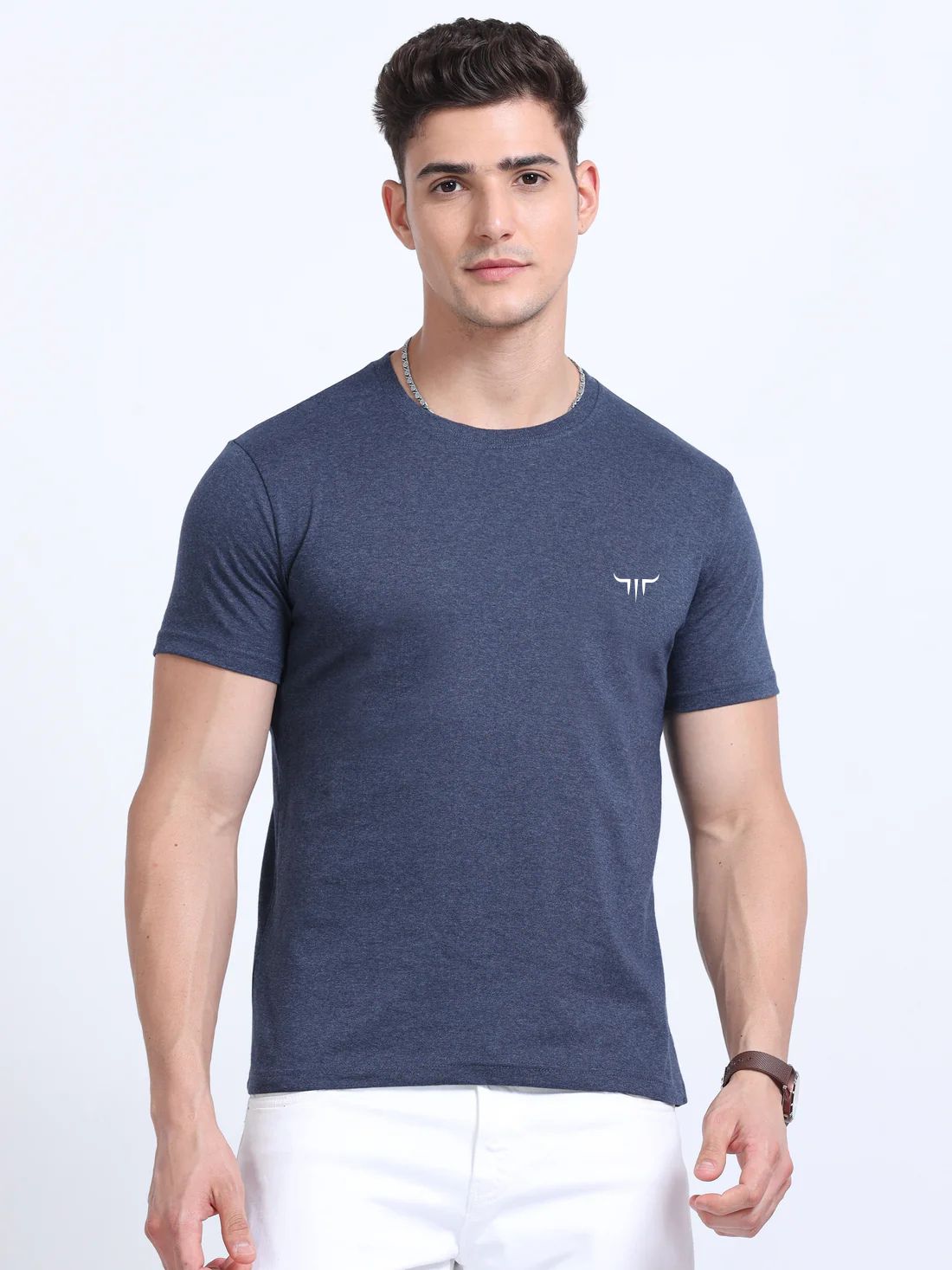 Titan Round Neck T-Shirt Navy Melange Ecoblend
