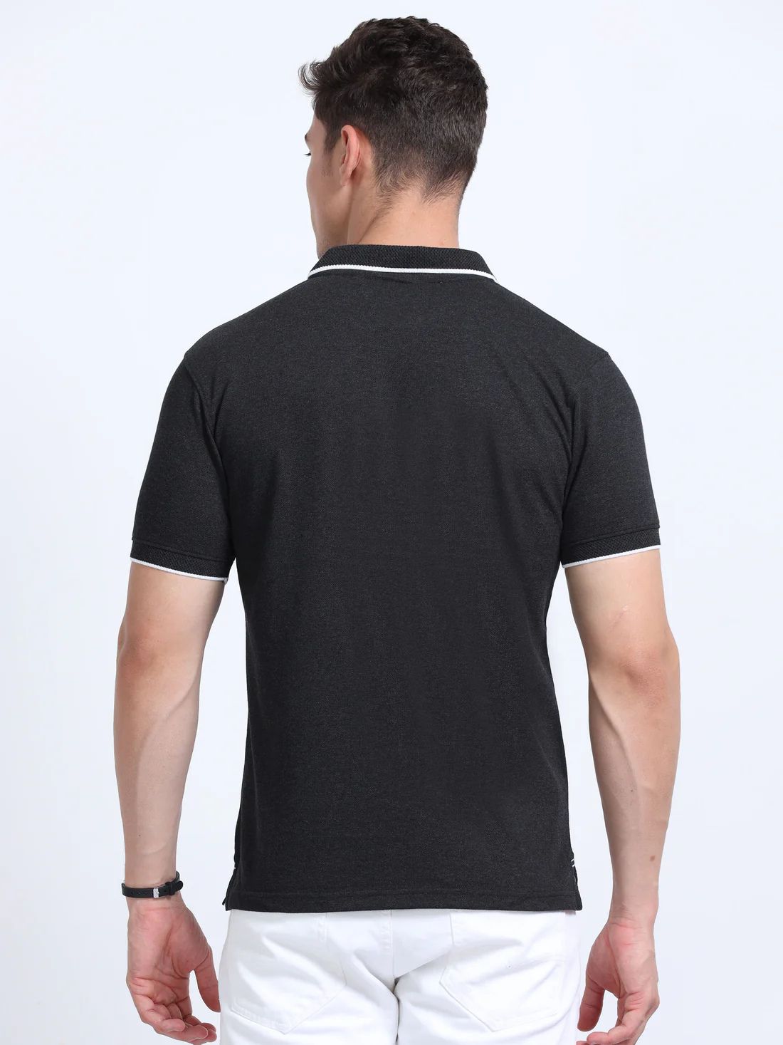 Titan Polo T-Shirt Charcoal White Tipping EcoBlend - Image 5
