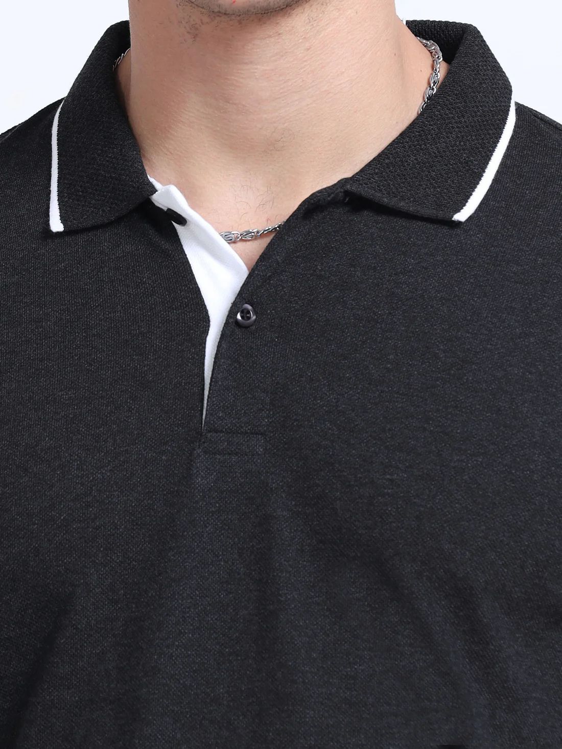 Titan Polo T-Shirt Charcoal White Tipping EcoBlend - Image 6