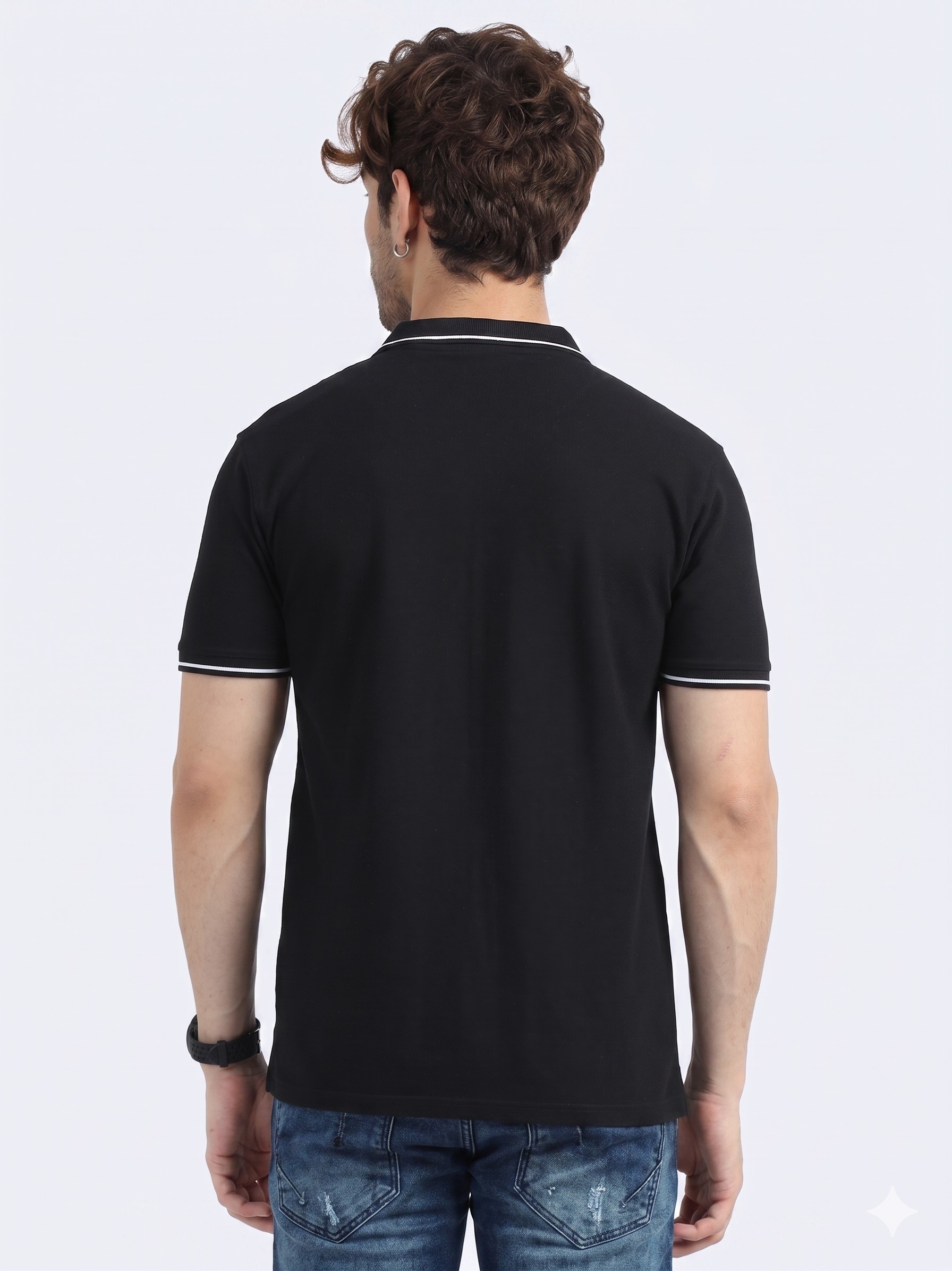 Wearock Sting - Black White Tipping Polo T-Shirt - Image 4
