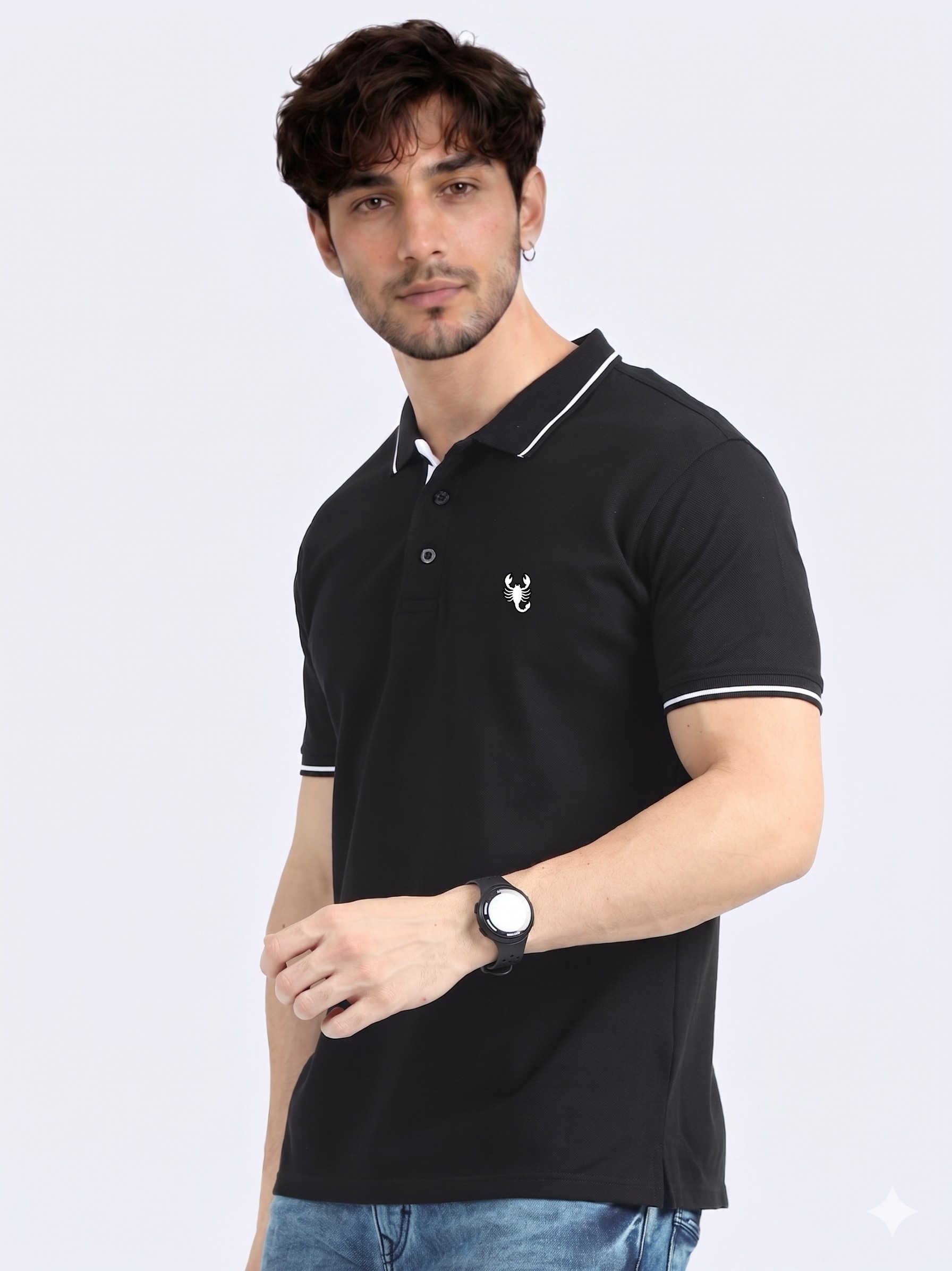 Wearock Sting - Black White Tipping Polo T-Shirt - Image 3