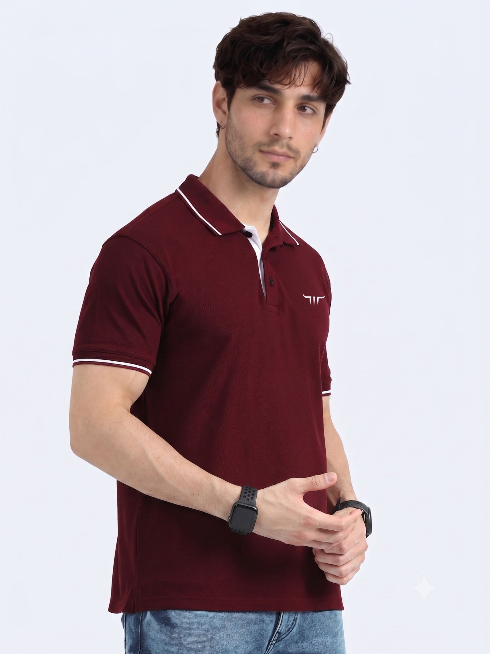 TITAN Edition | Premium Maroon Polo T-Shirt with White Tipping