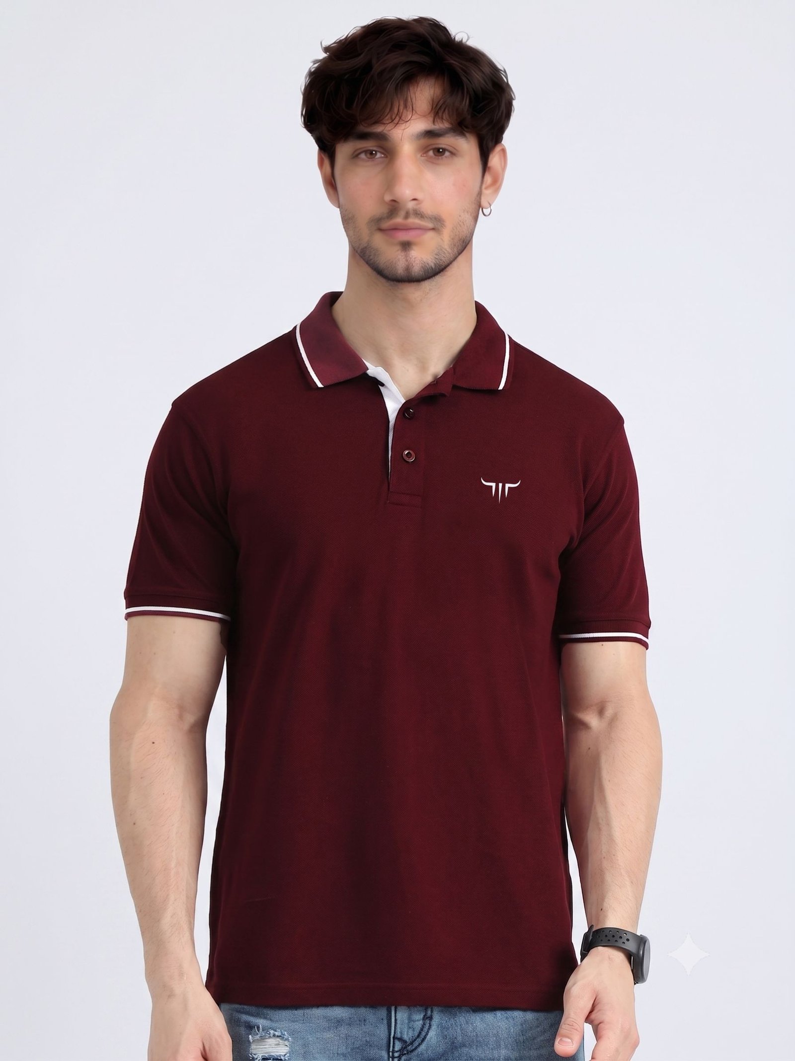 TITAN Edition | Premium Maroon Polo T-Shirt with White Tipping
