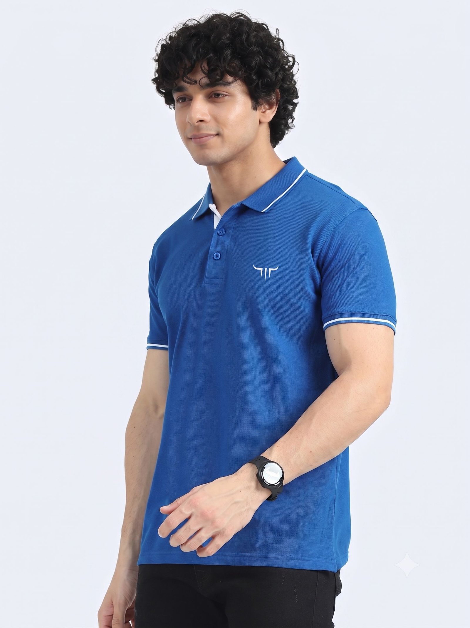 TITAN Edition | Premium Blue Polo T-Shirt with White Tipping