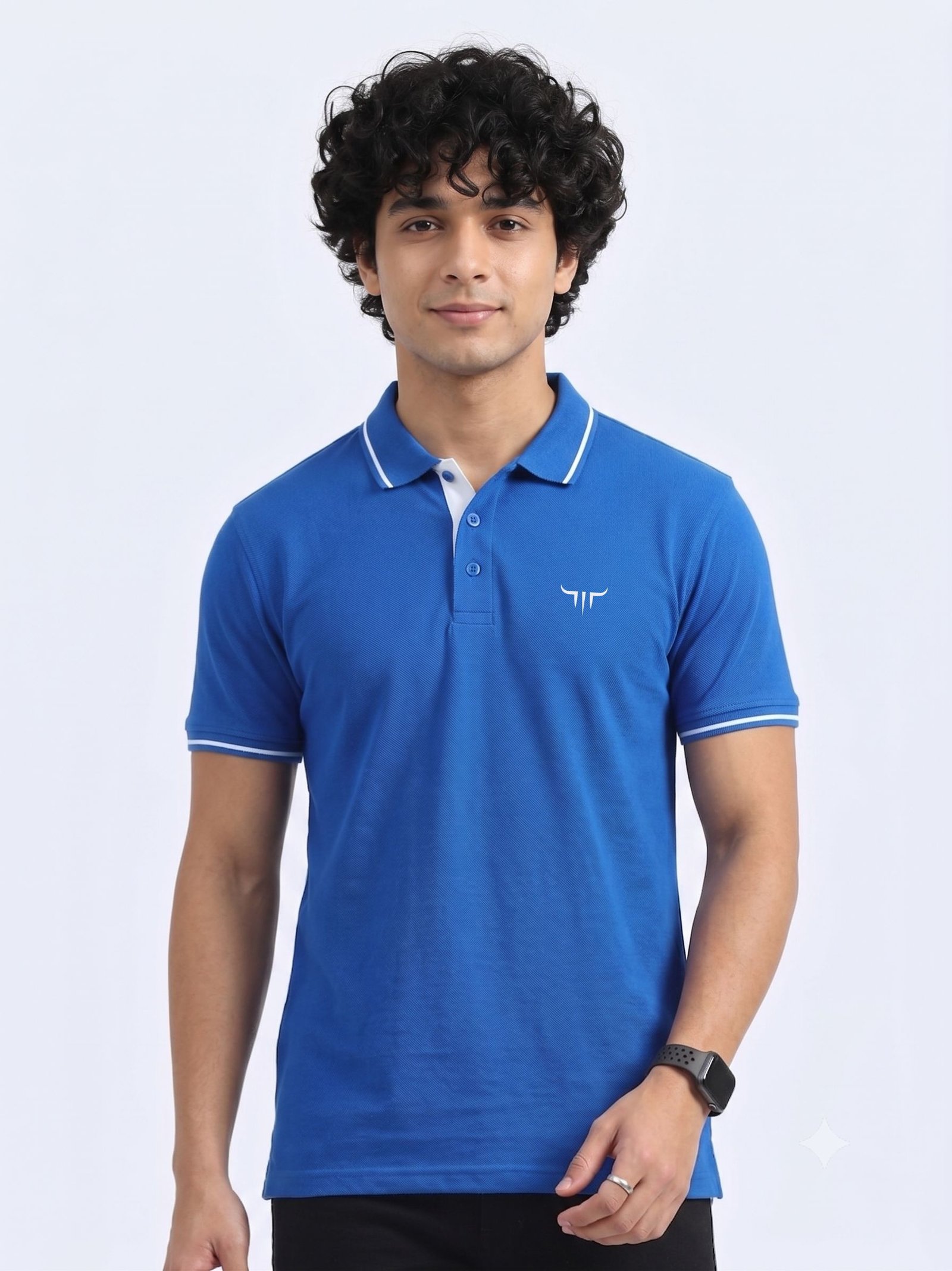 TITAN Edition | Premium Blue Polo T-Shirt with White Tipping