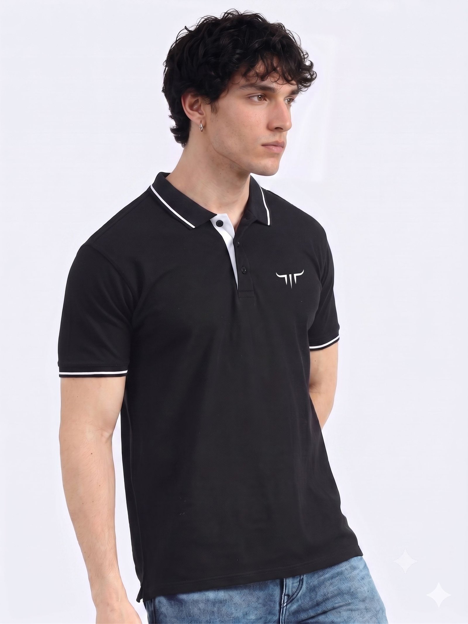 TITAN Edition | Premium Black Polo T-Shirt with White Tipping