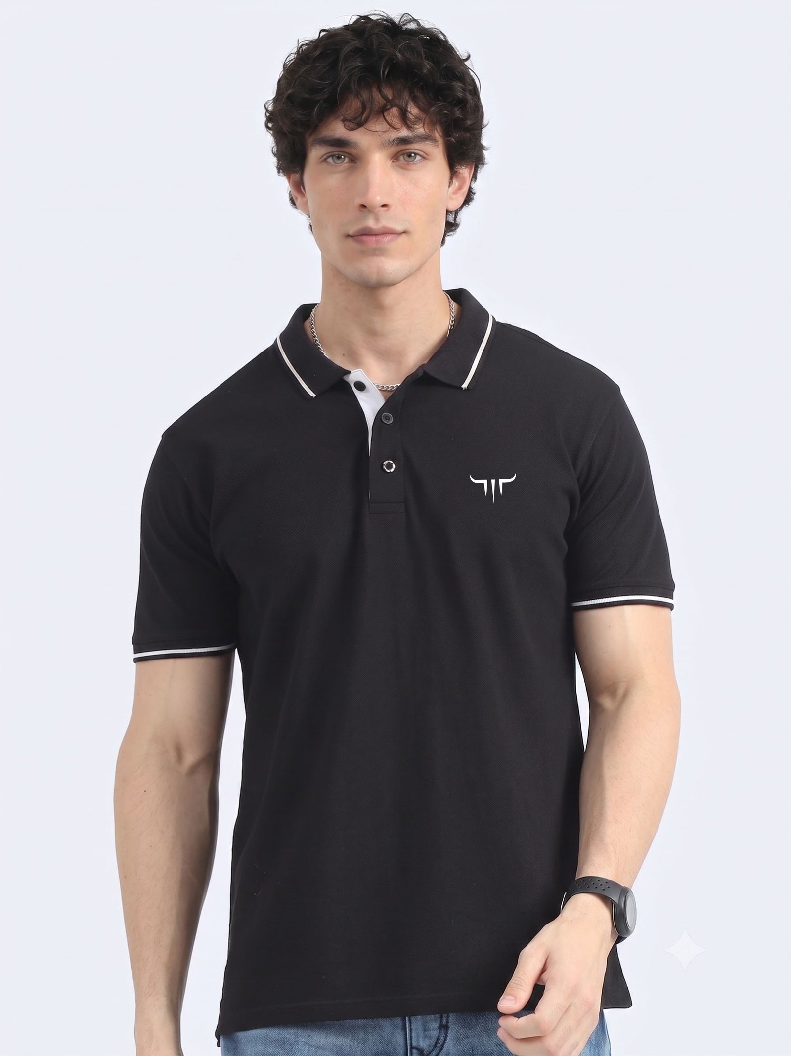 TITAN Edition | Premium Black Polo T-Shirt with White Tipping
