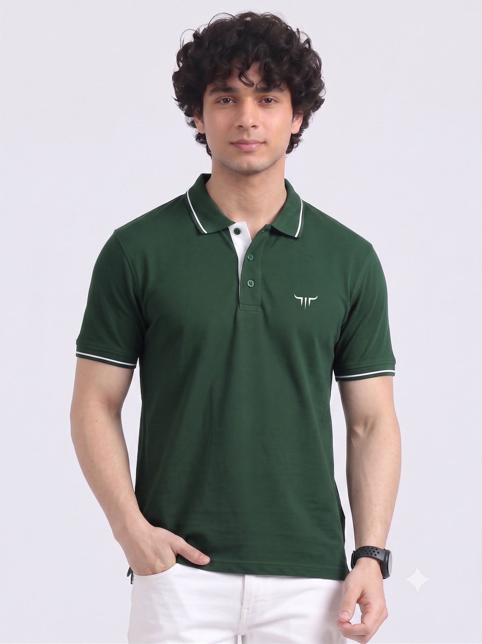 TITAN Edition | Premium Green Polo T-Shirt with White Tipping