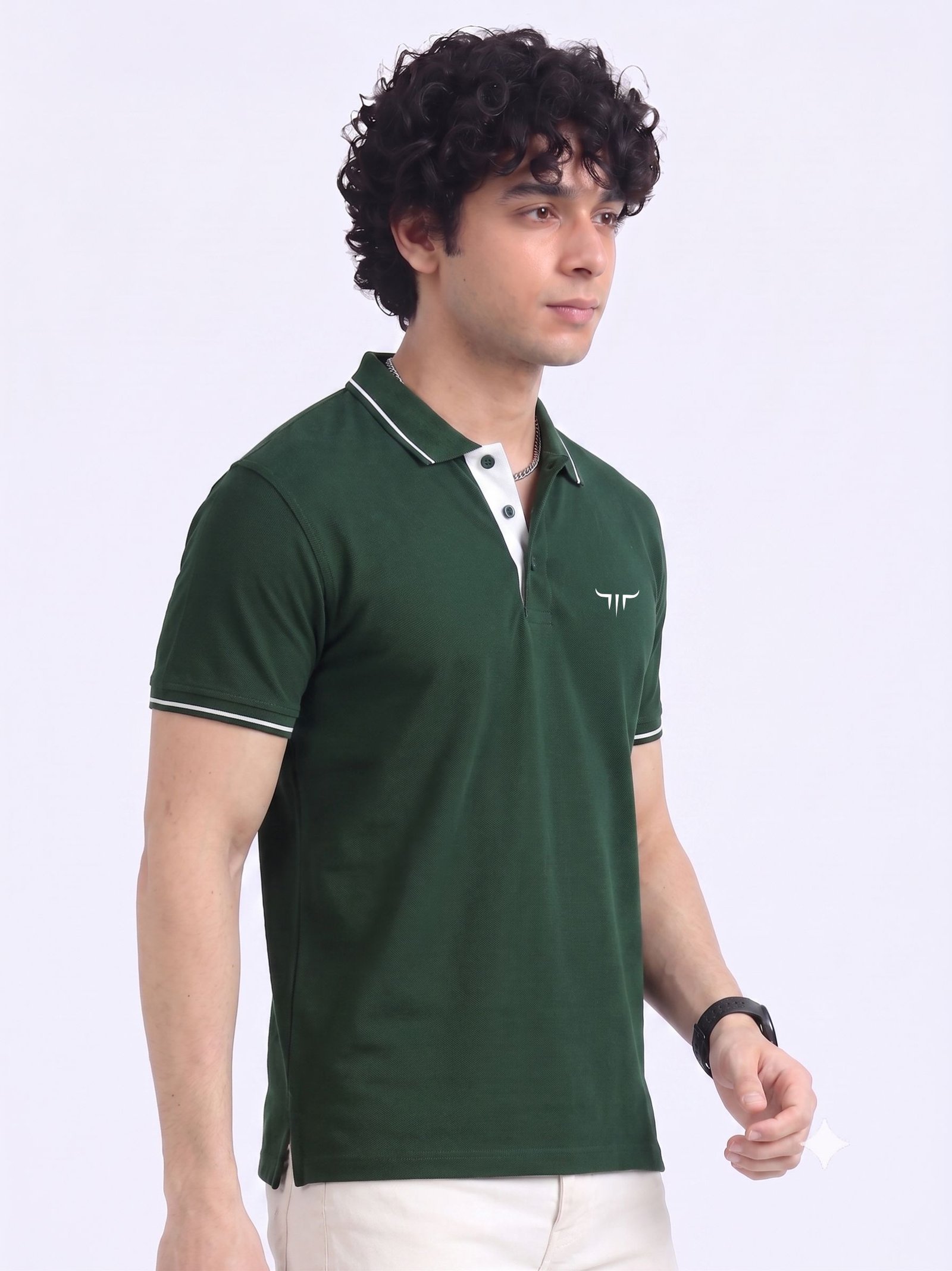 TITAN Edition | Premium Green Polo T-Shirt with White Tipping
