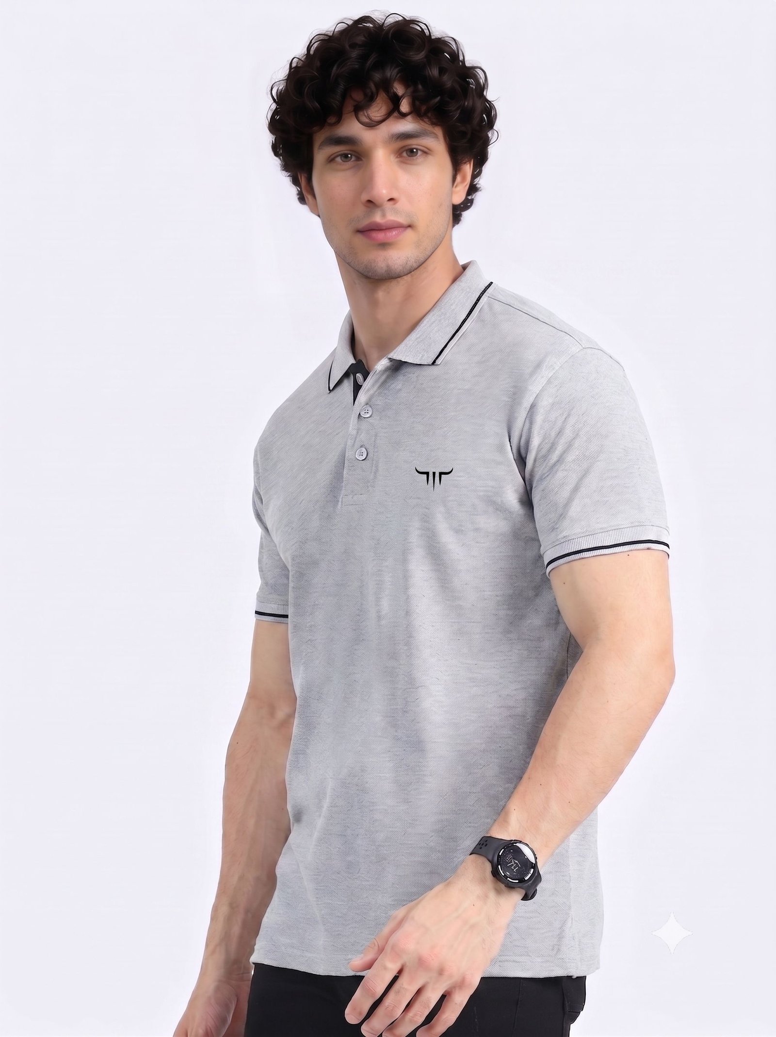 TITAN Edition | Premium Grey Polo T-Shirt with Black Tipping