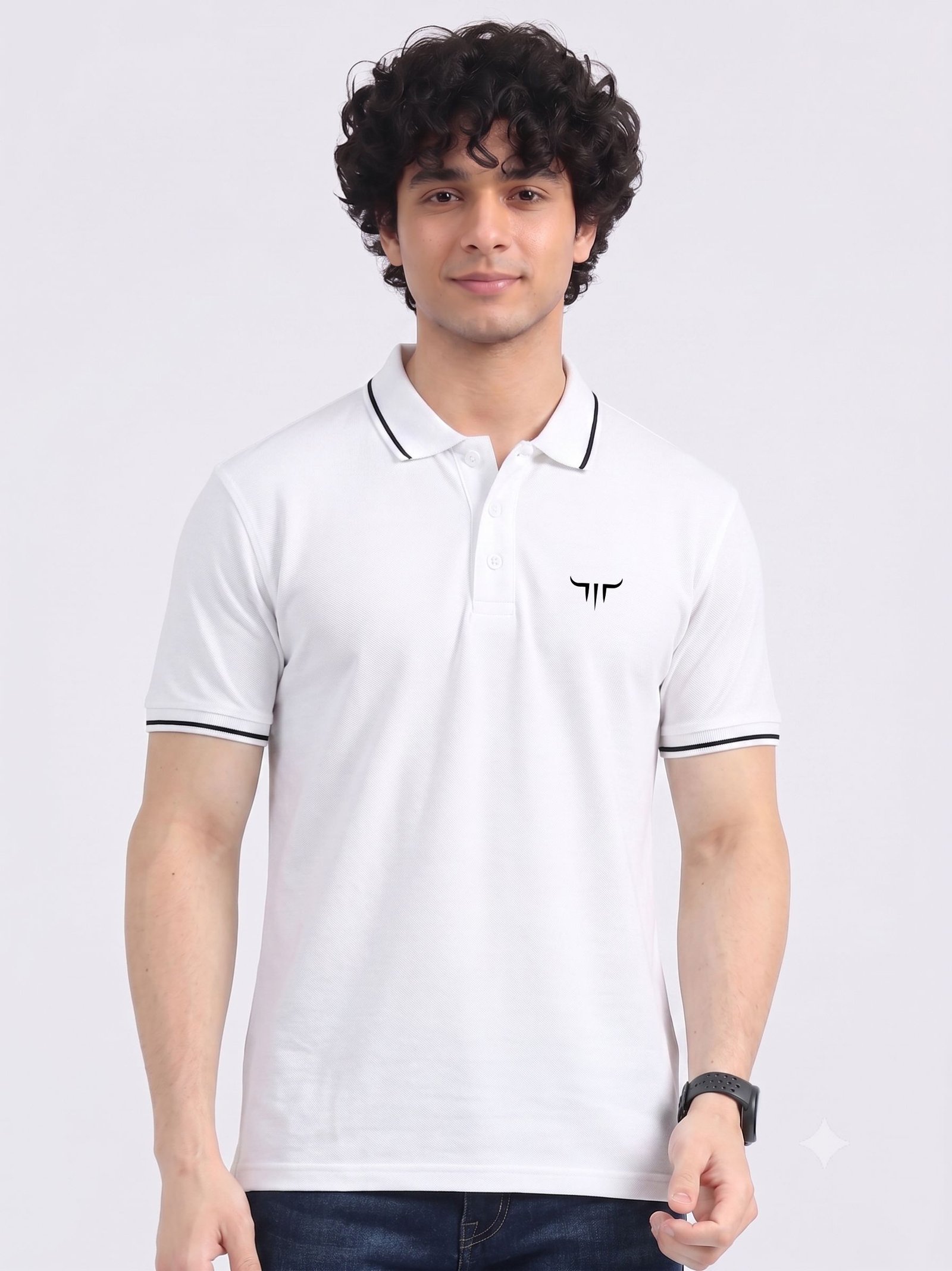 TITAN Edition | Premium White Polo T-Shirt with Black Tipping