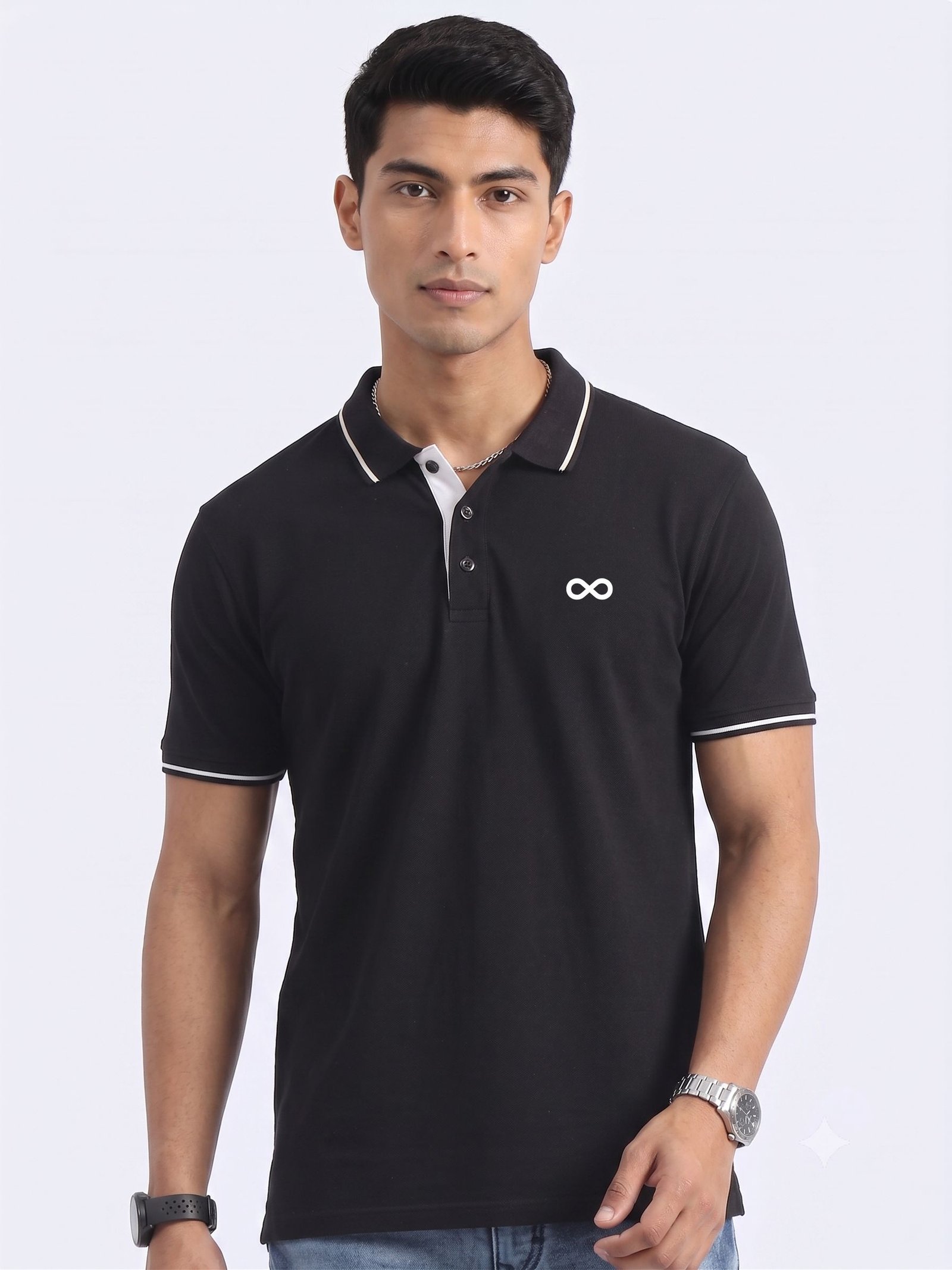 ENIGMA Edition Premium Black Polo T-Shirt with White Tipping