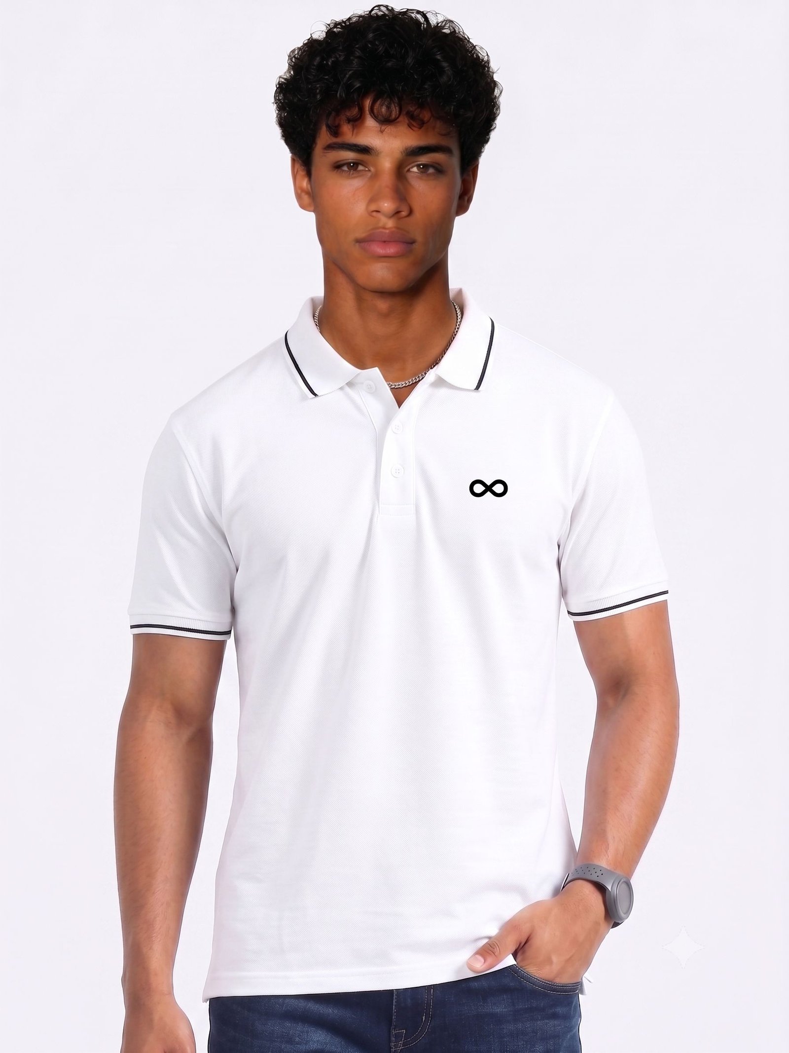 ENIGMA Edition | Premium White Polo T-Shirt with Black Tipping