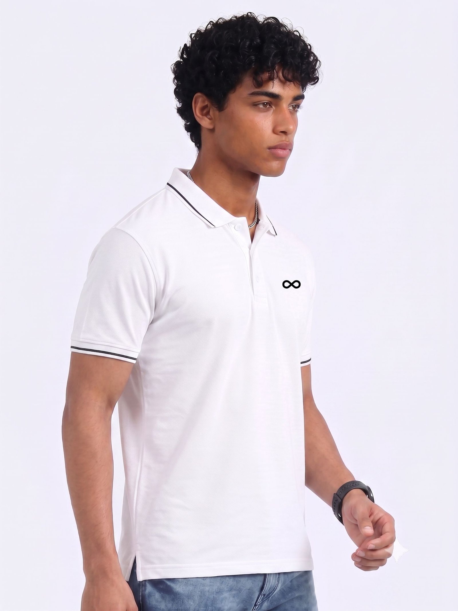 ENIGMA Edition | Premium White Polo T-Shirt with Black Tipping - Image 3