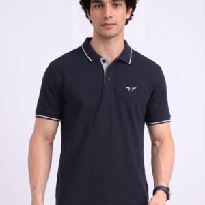 TITAN Edition | Premium Navy Blue Polo T-Shirt with White Tipping
