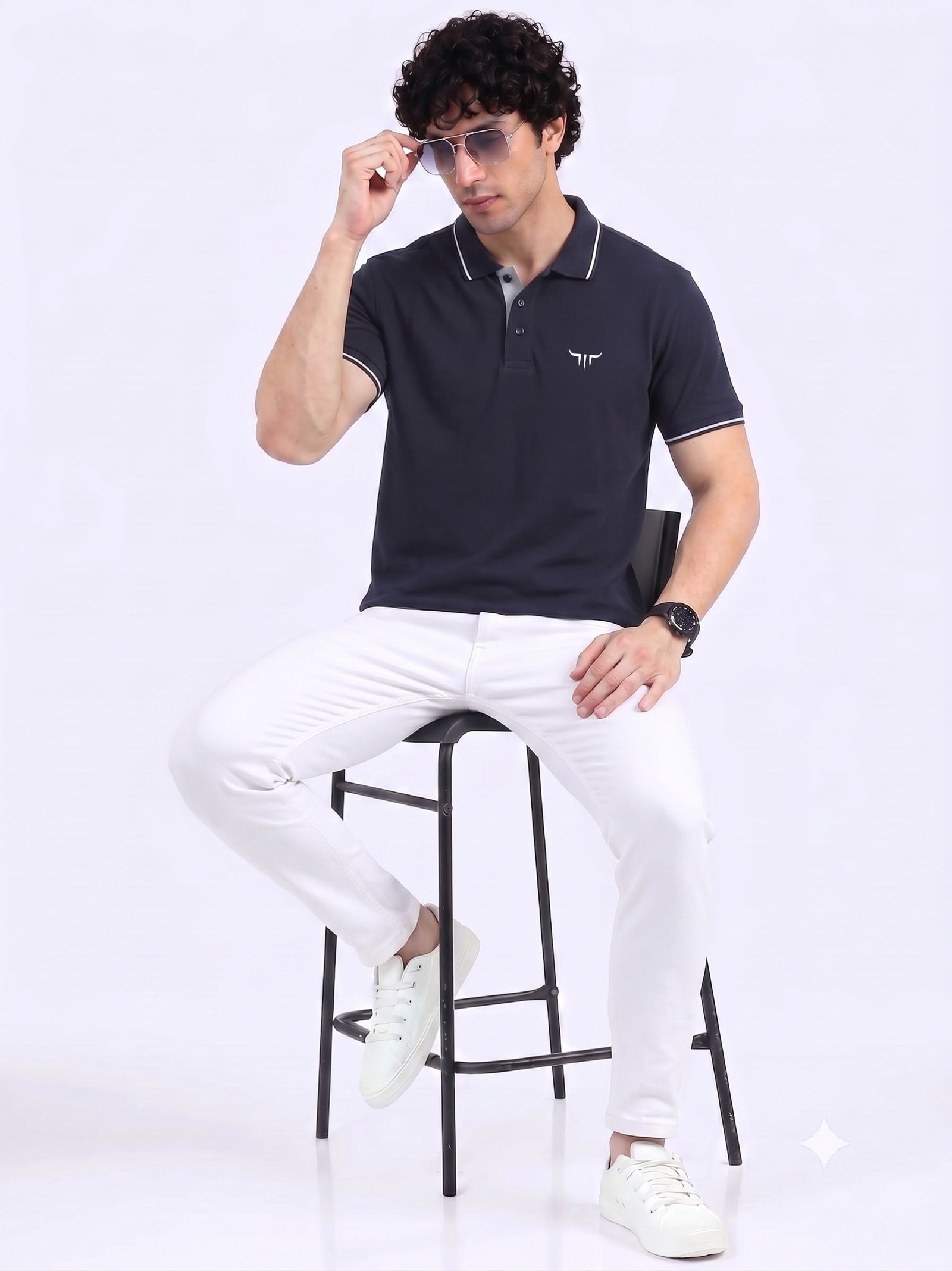 TITAN Edition | Premium Navy Blue Polo T-Shirt with White Tipping - Image 5