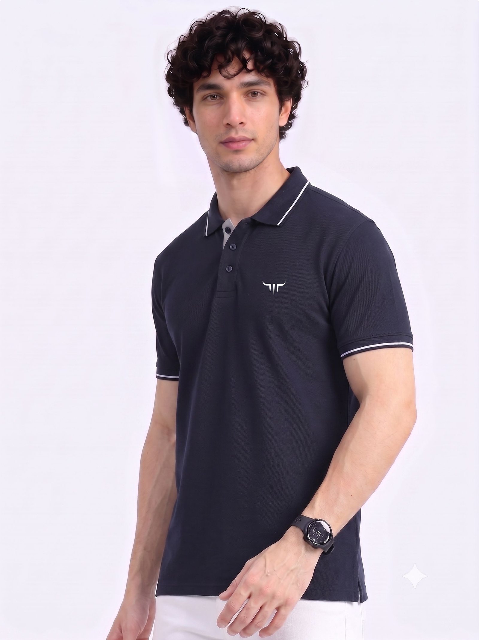 TITAN Edition | Premium Navy Blue Polo T-Shirt with White Tipping