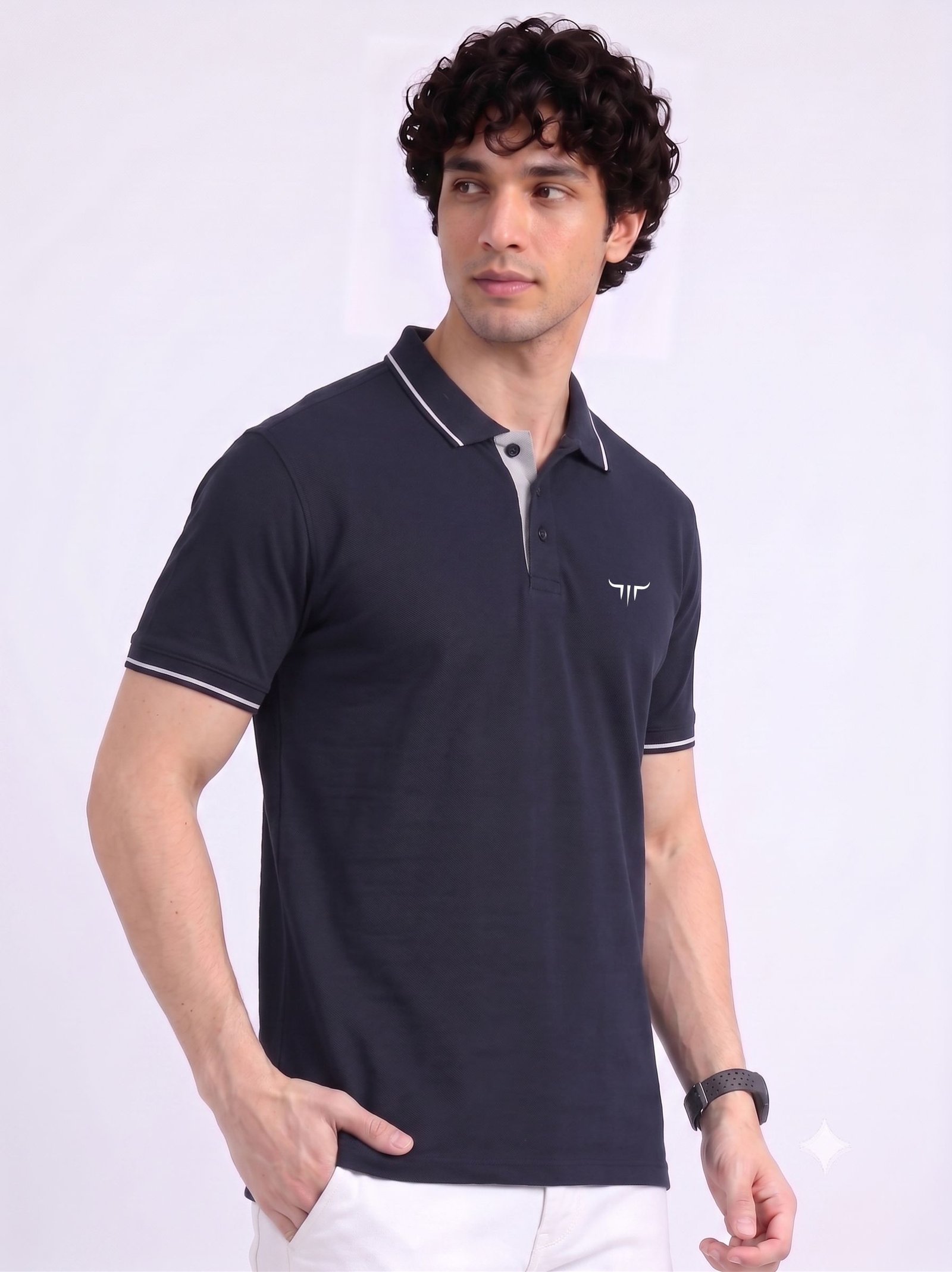 TITAN Edition | Premium Navy Blue Polo T-Shirt with White Tipping - Image 3