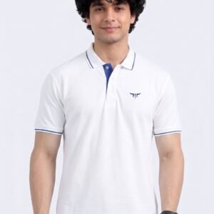 TITAN Edition | Premium White Polo T-Shirt with Blue Tipping