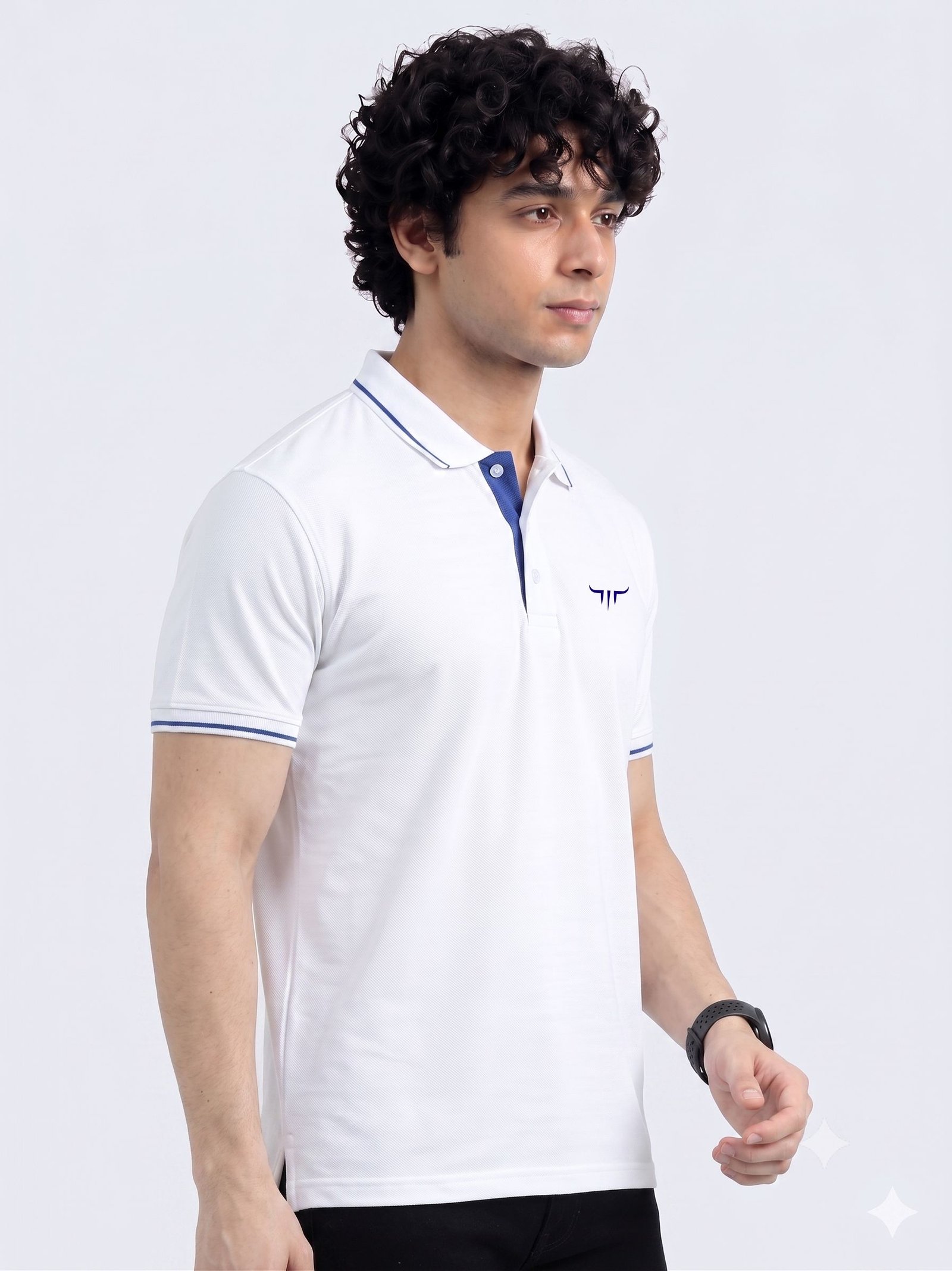 TITAN Edition | Premium White Polo T-Shirt with Blue Tipping