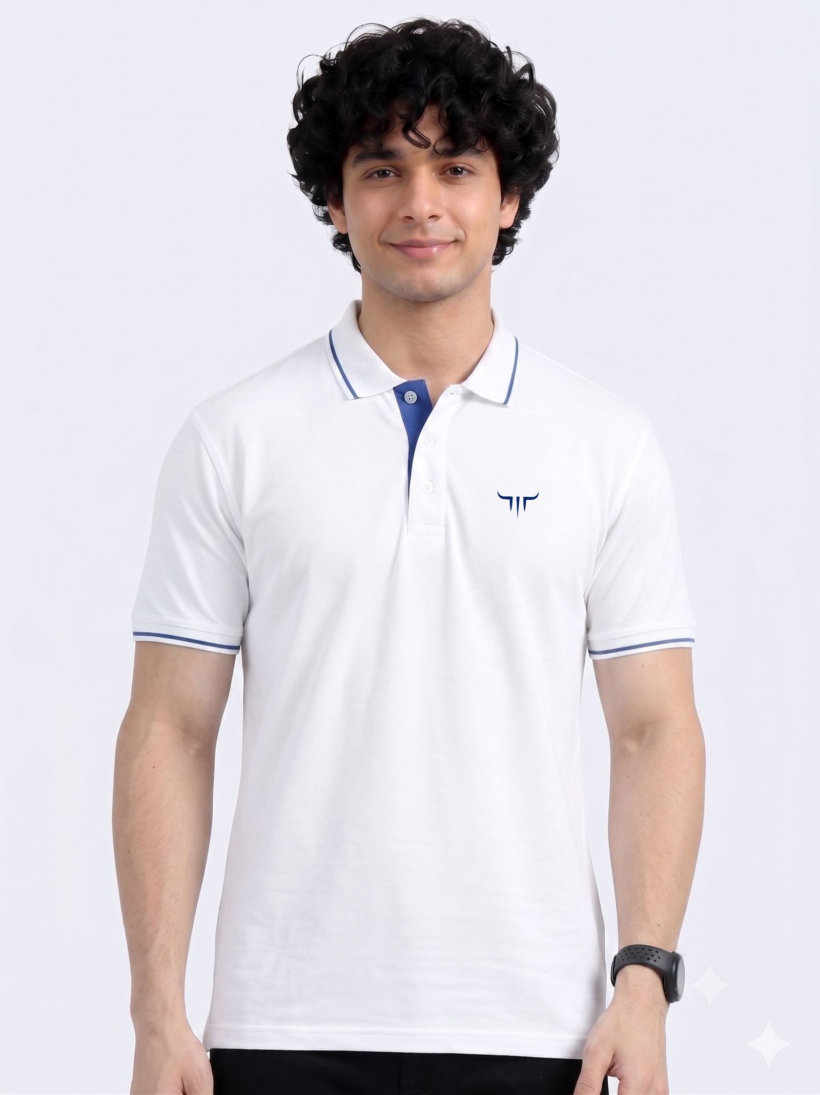 TITAN Edition | Premium White Polo T-Shirt with Blue Tipping