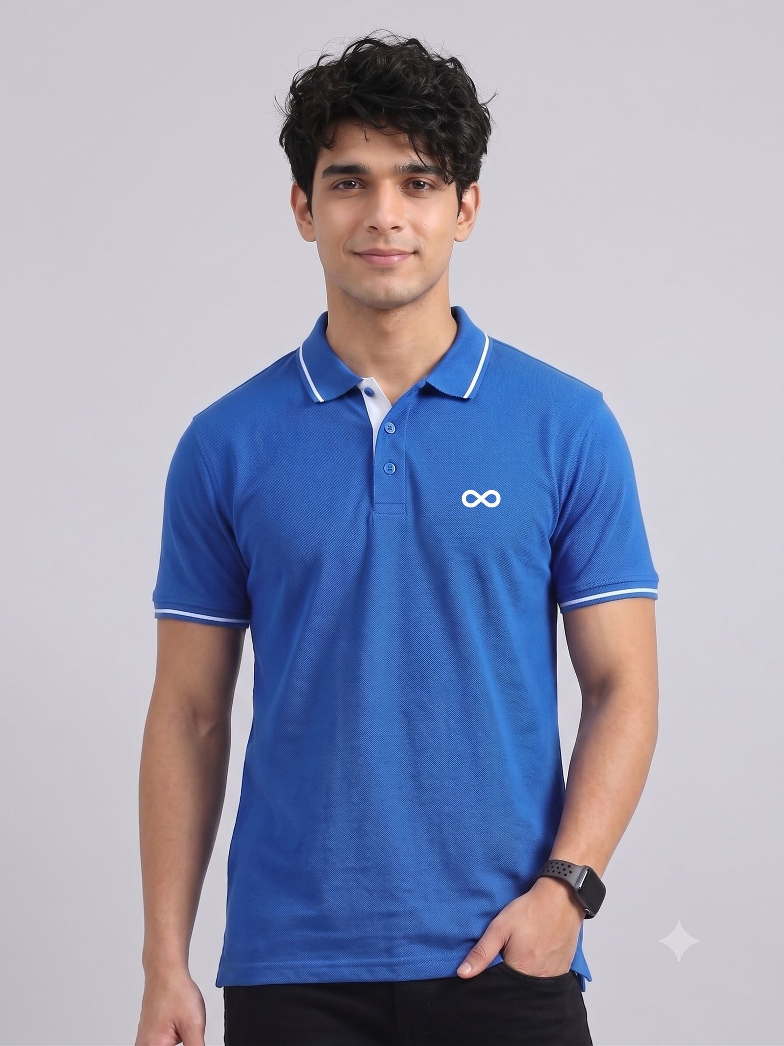 ENIGMA Edition | Premium Blue Polo T-Shirt with White Tipping