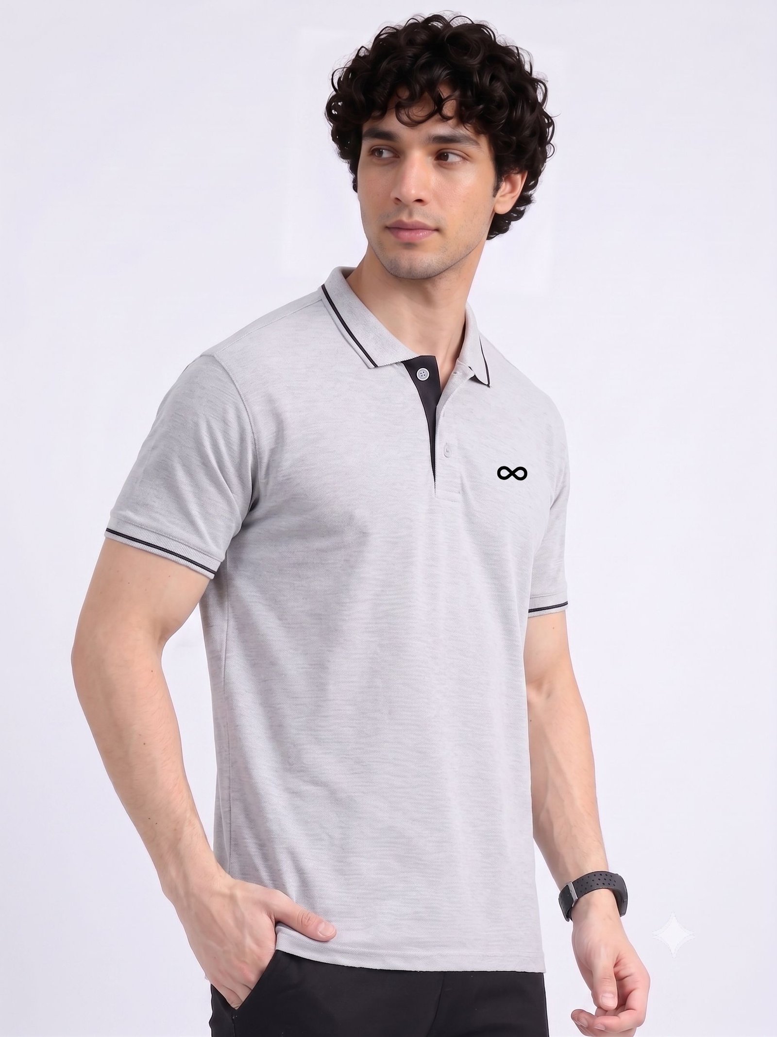 ENIGMA Edition | Premium Grey Polo T-Shirt with Black Tipping