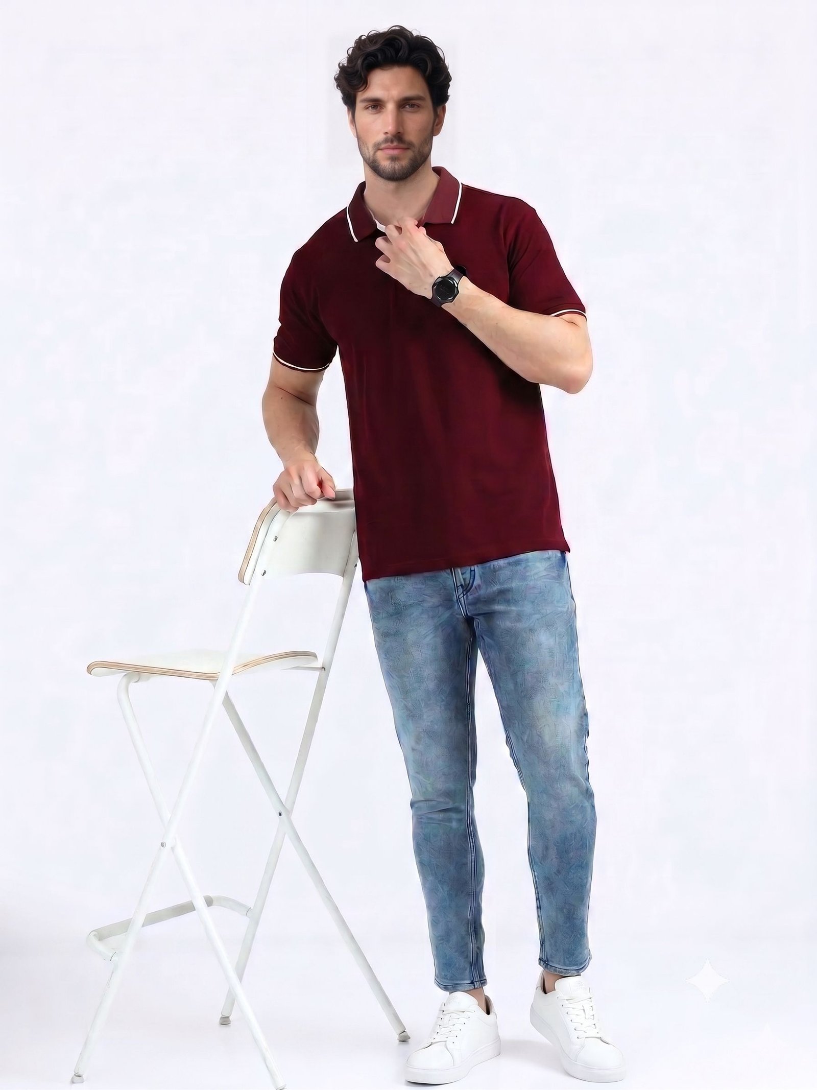 ENIGMA Edition | Premium Maroon Polo T-Shirt with White Tipping - Image 4