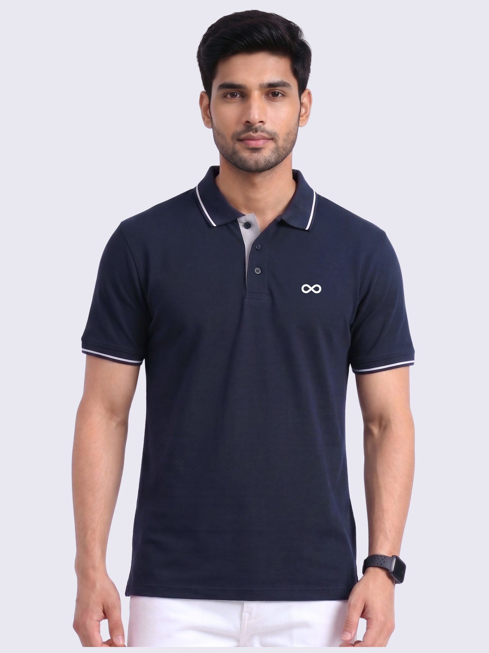 ENIGMA Edition | Premium Navy Blue Polo T-Shirt with White Tipping