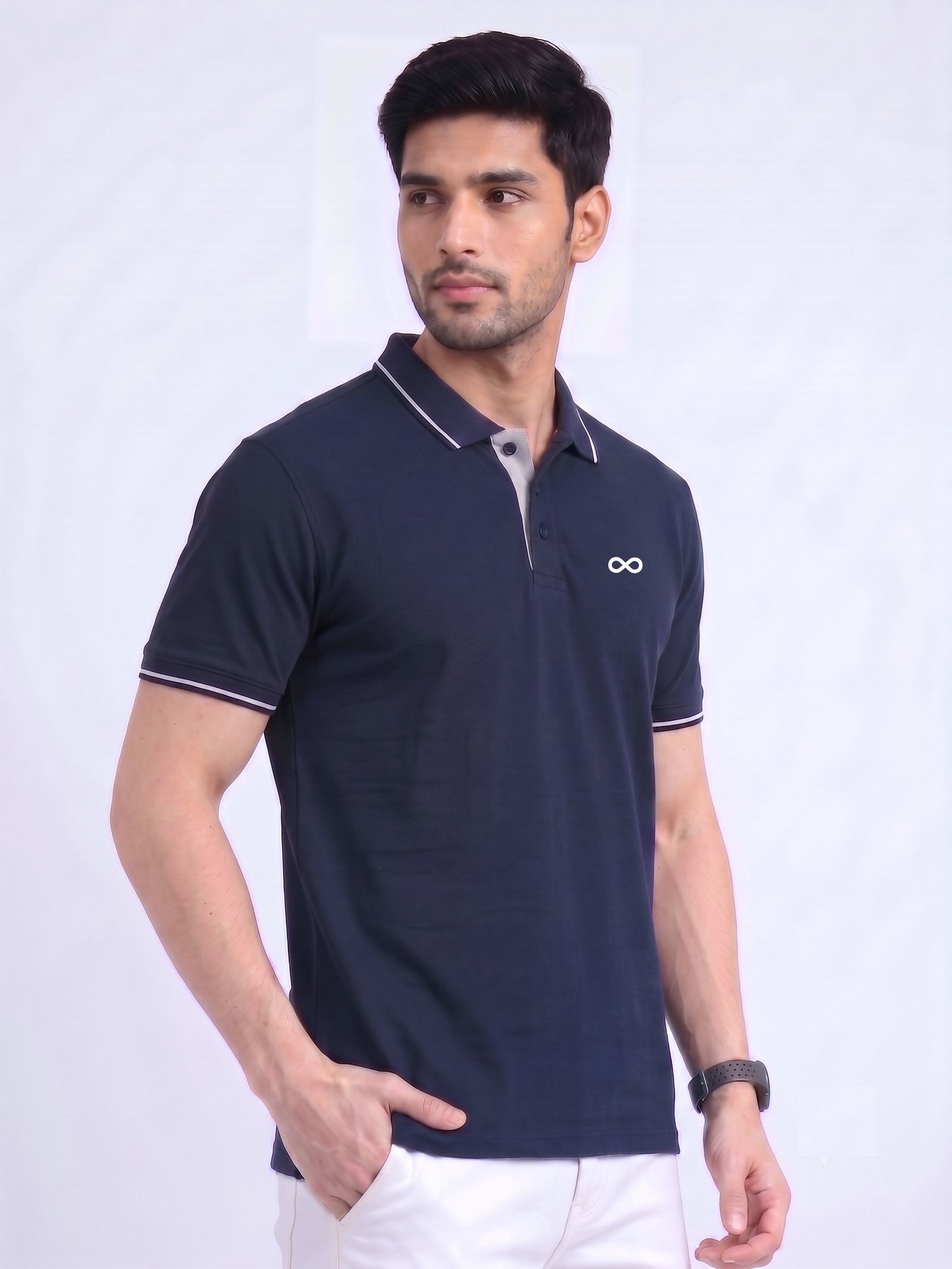 ENIGMA Edition | Premium Navy Blue Polo T-Shirt with White Tipping
