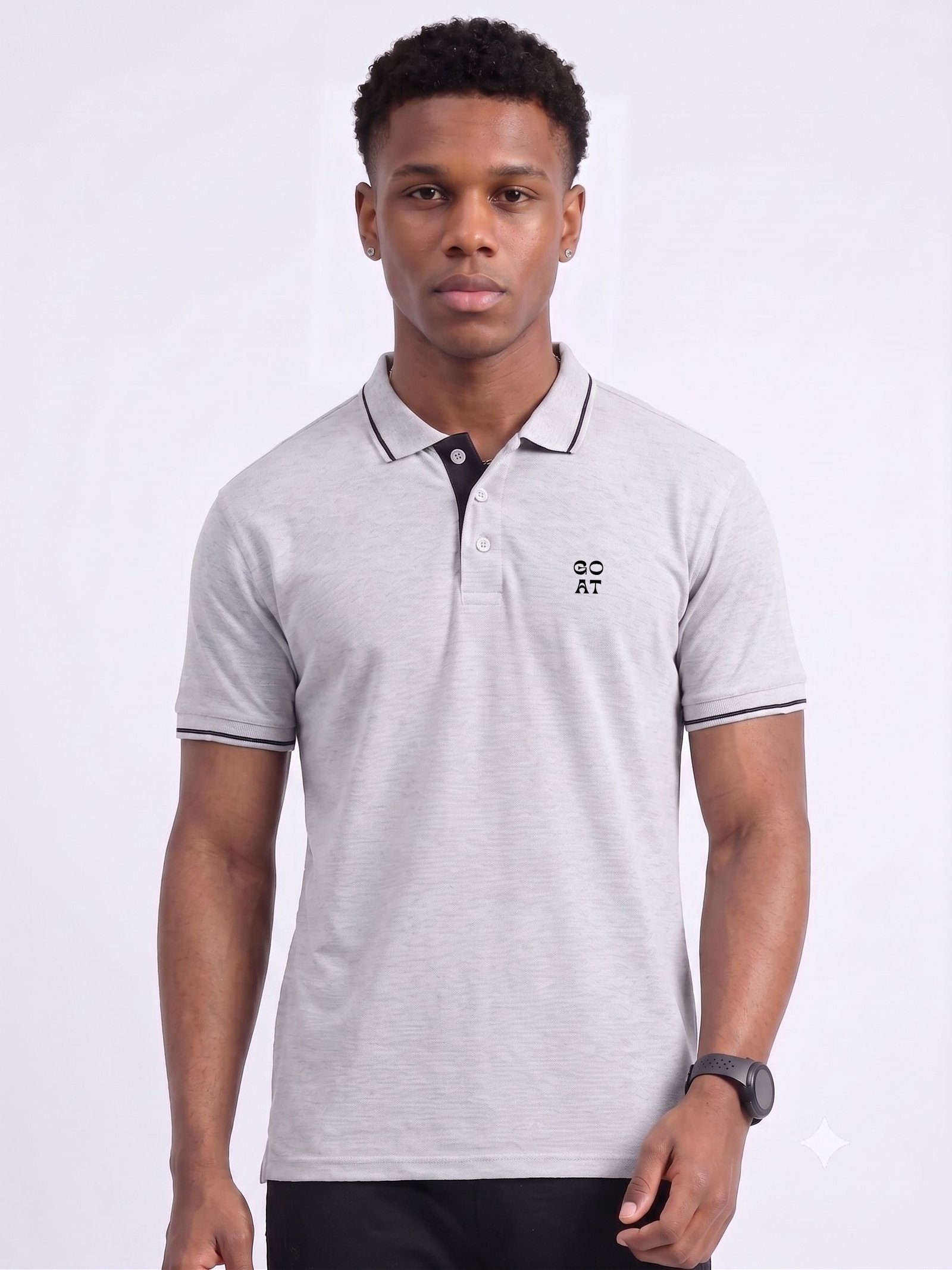 GOAT Edition | Premium Grey Polo T-Shirt with Black Tipping