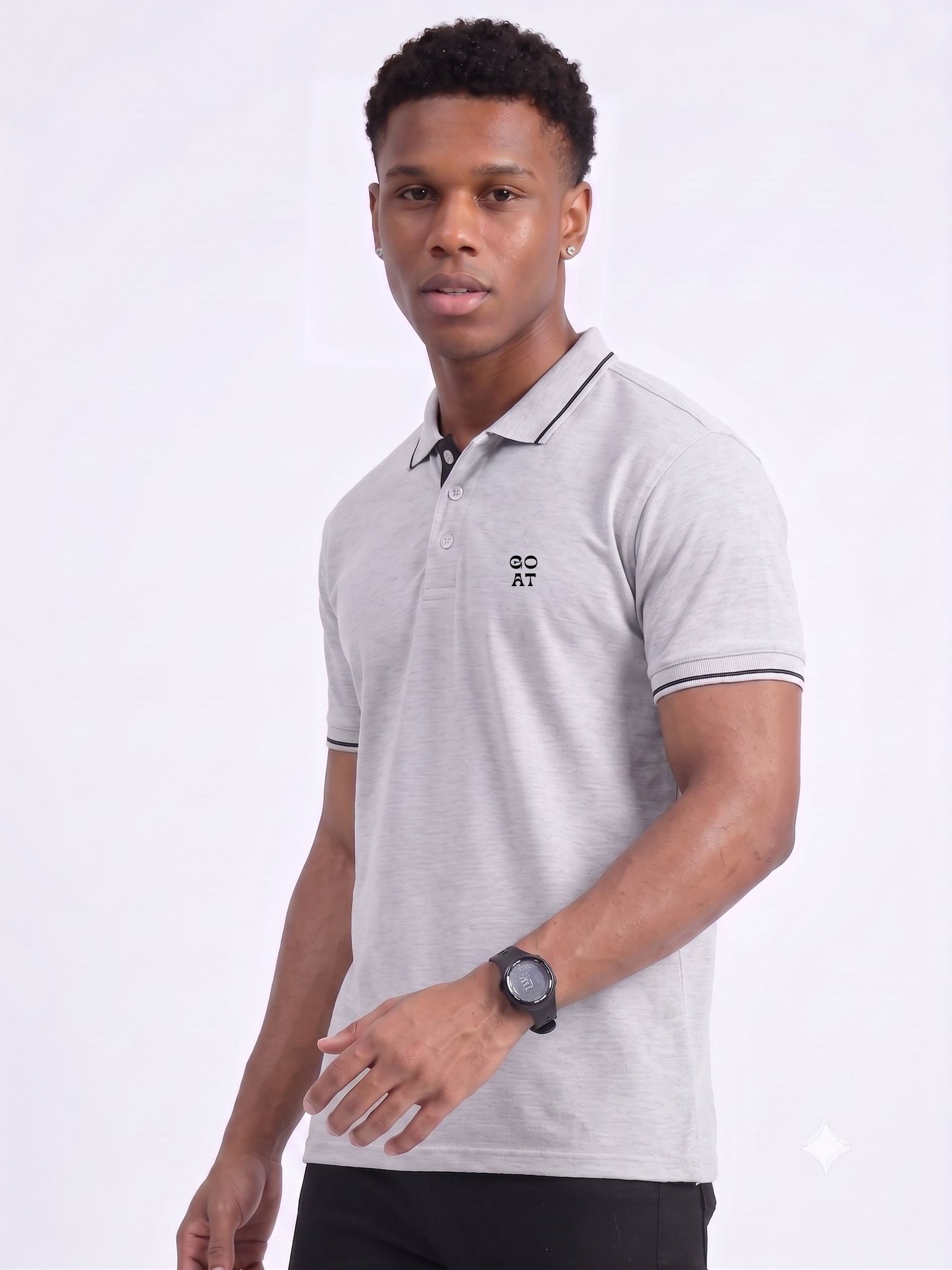 GOAT Edition | Premium Grey Polo T-Shirt with Black Tipping