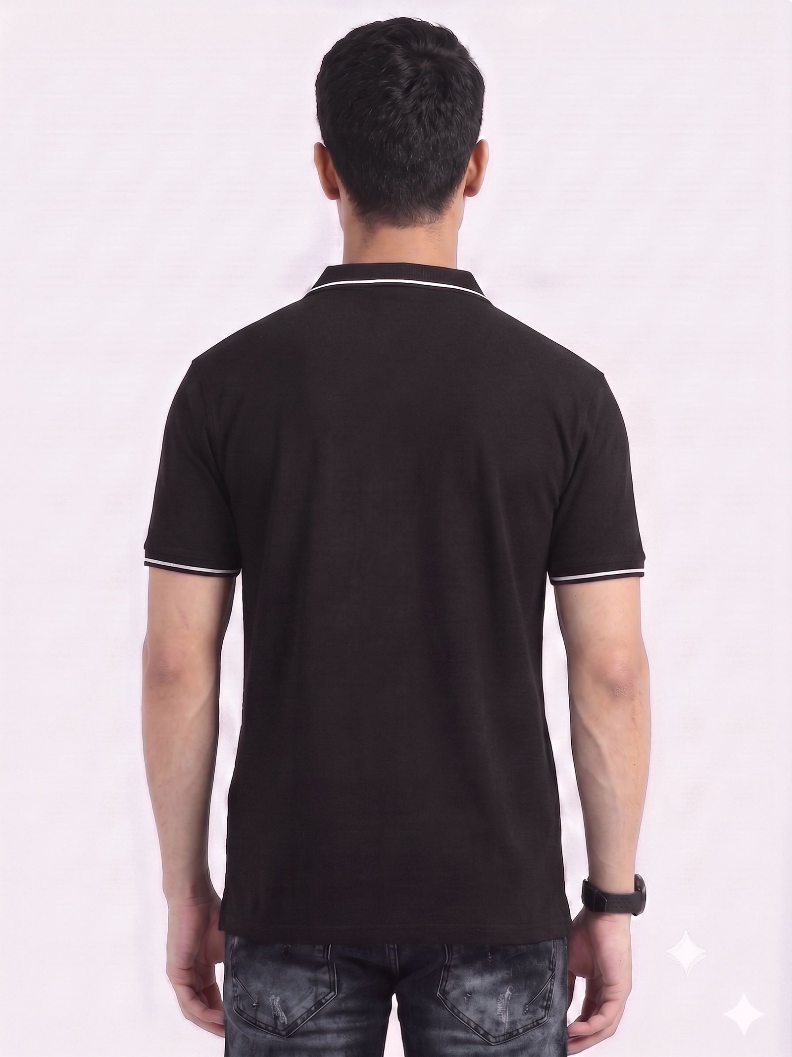 GOAT Edition | Premium Black Polo T-Shirt with White Tipping - Image 5