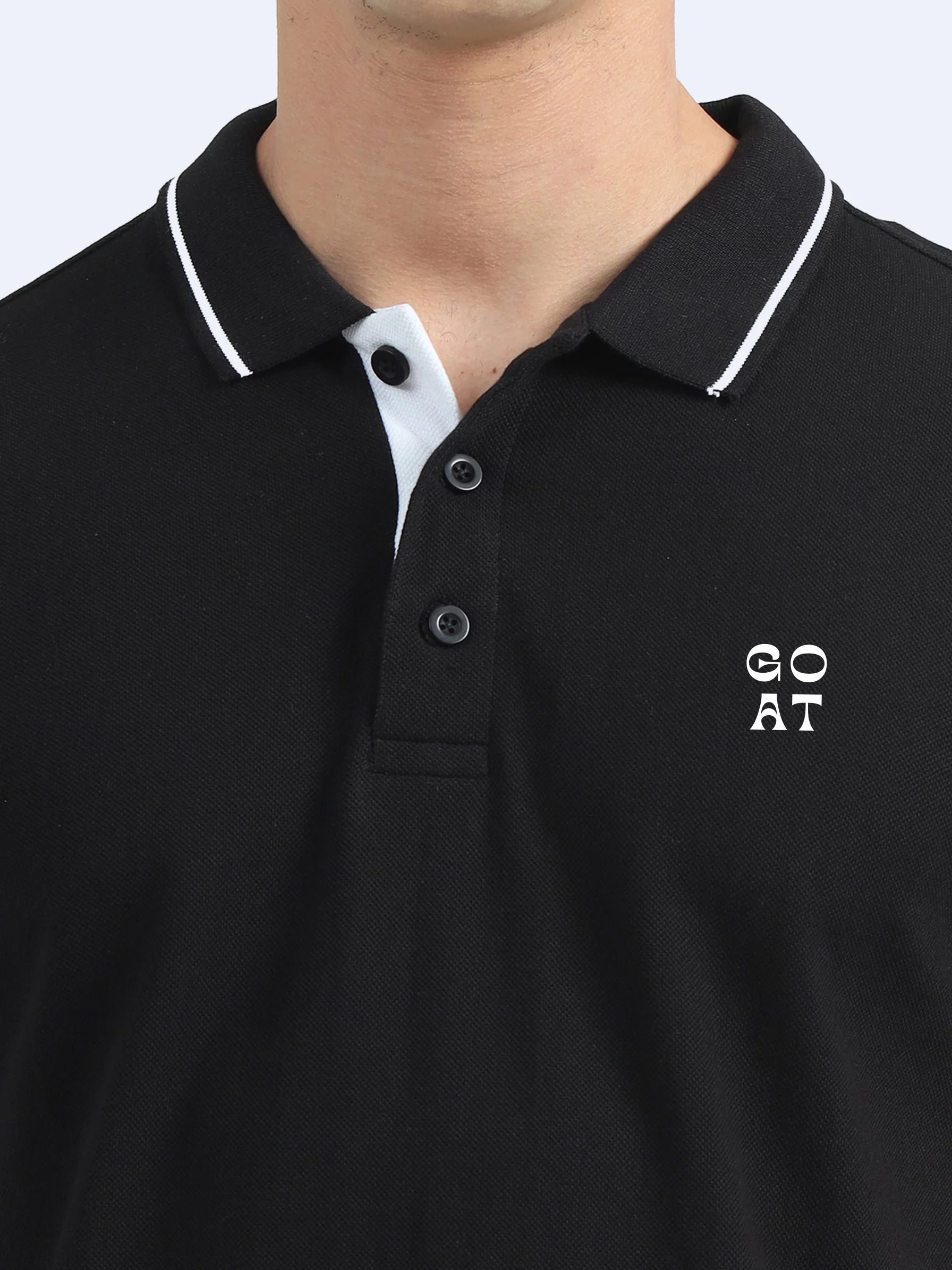 GOAT Edition | Premium Black Polo T-Shirt with White Tipping - Image 6