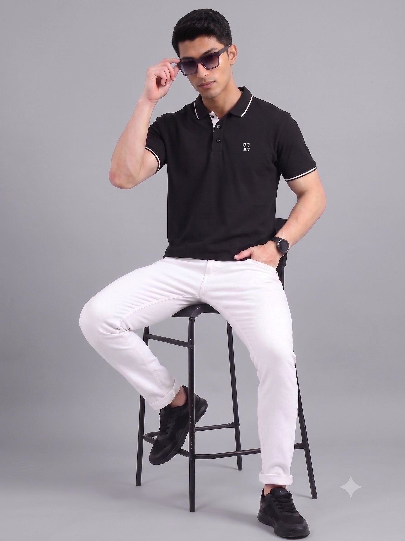 GOAT Edition | Premium Black Polo T-Shirt with White Tipping - Image 4