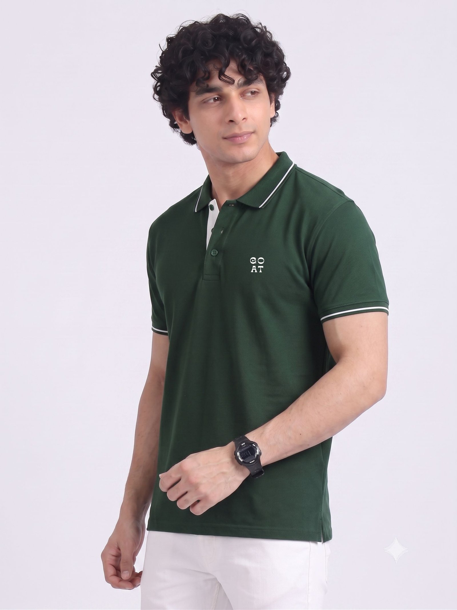GOAT Edition | Premium Green Polo T-Shirt with White Tipping