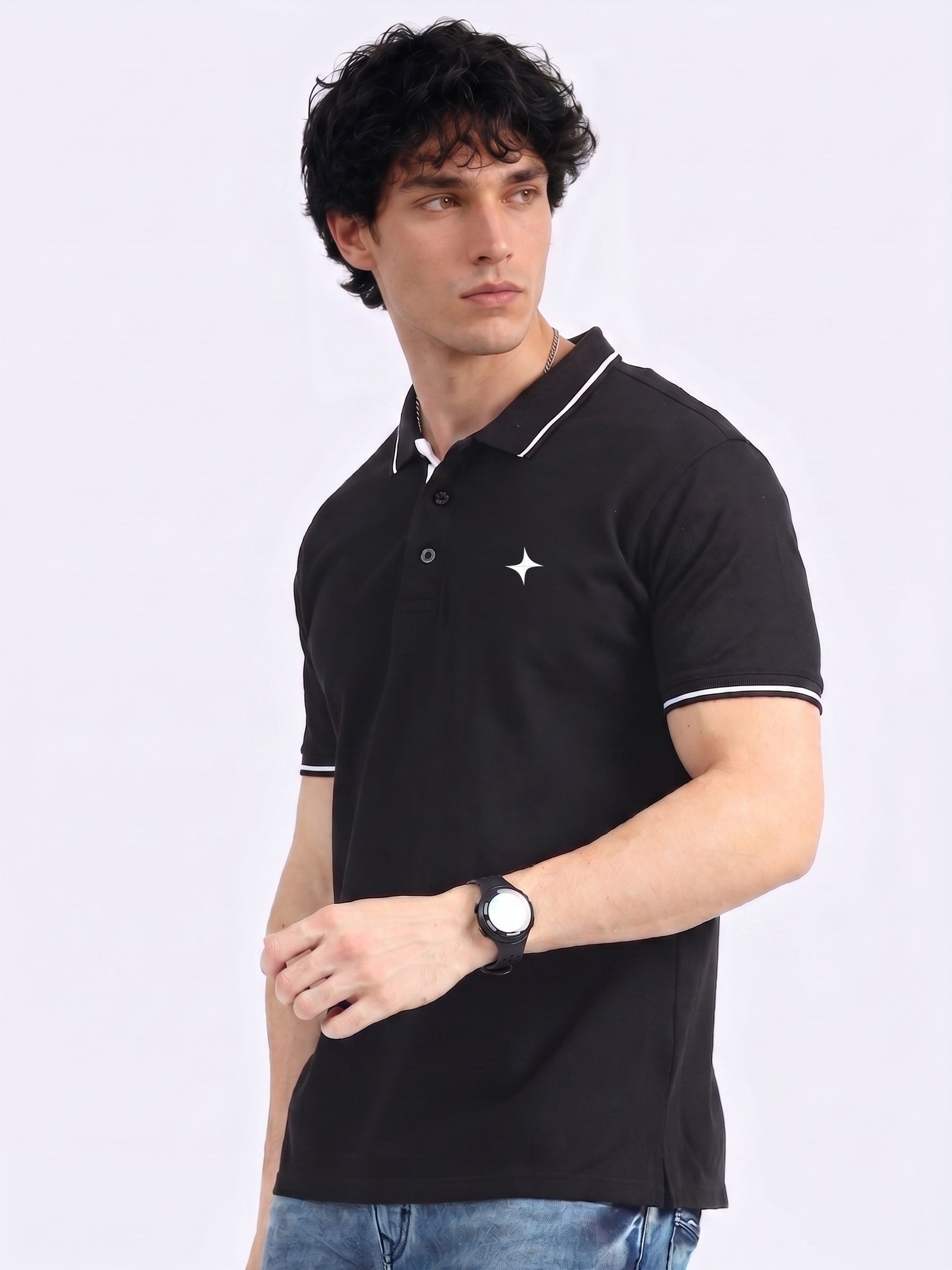 CREATOR Edition | Premium Black Polo T-Shirt with White Tipping
