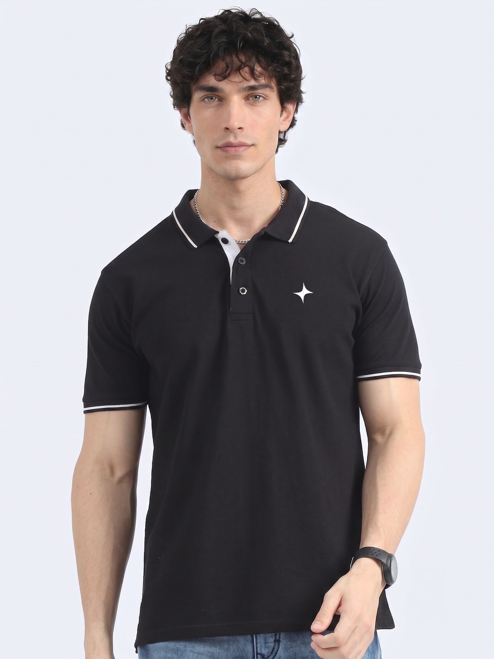 CREATOR Edition | Premium Black Polo T-Shirt with White Tipping