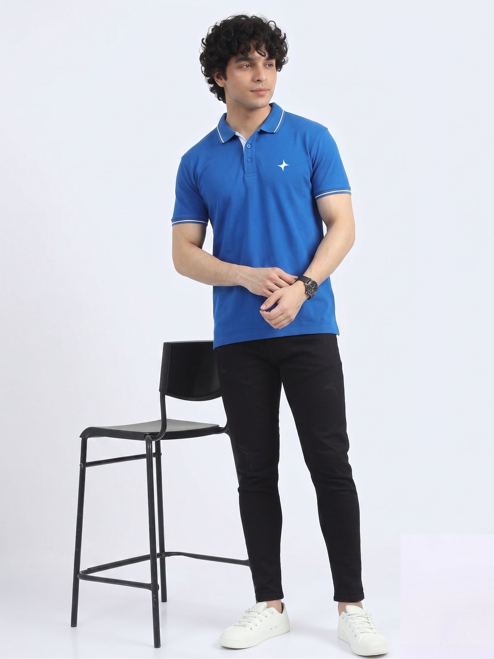 CREATOR Edition | Premium Blue Polo T-Shirt with White Tipping - Image 5