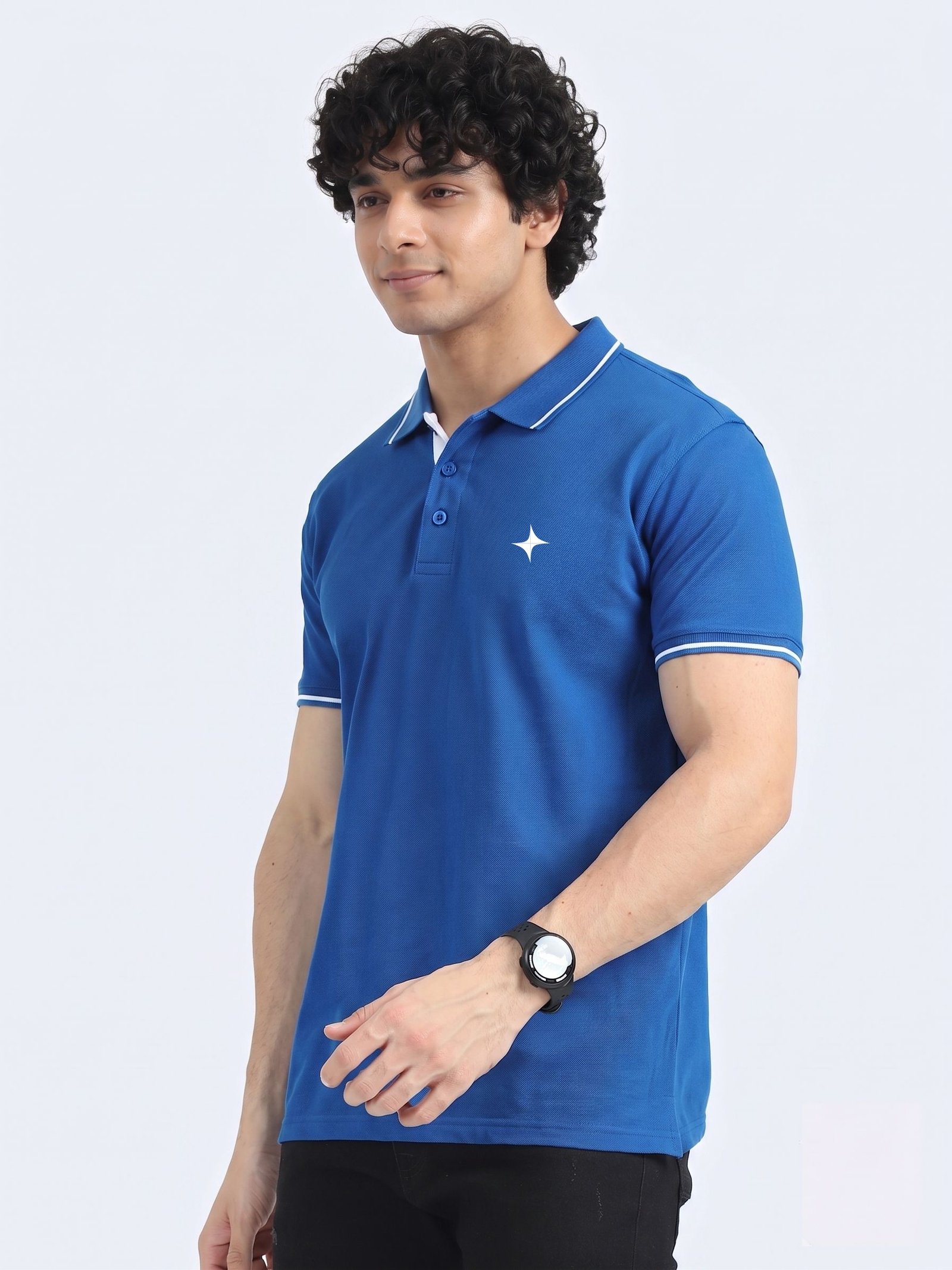 CREATOR Edition | Premium Blue Polo T-Shirt with White Tipping - Image 3
