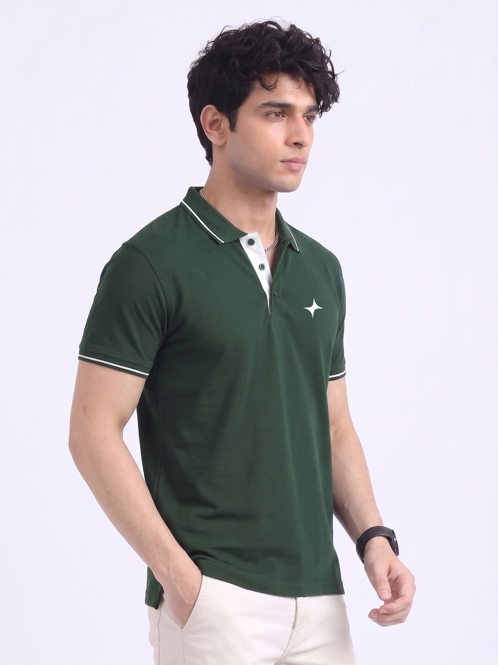 CREATOR Edition | Premium Green Polo T-Shirt with White Tipping