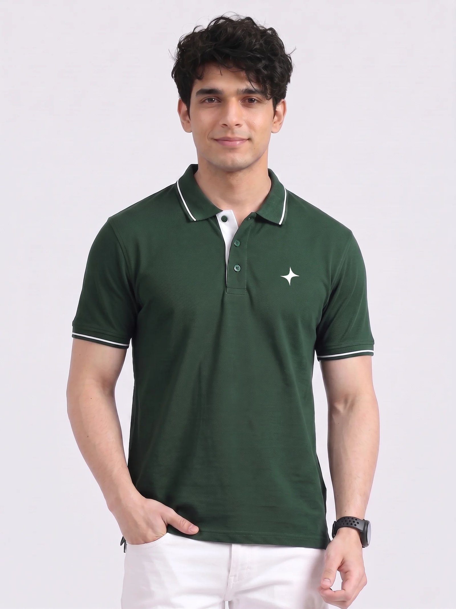 CREATOR Edition | Premium Green Polo T-Shirt with White Tipping